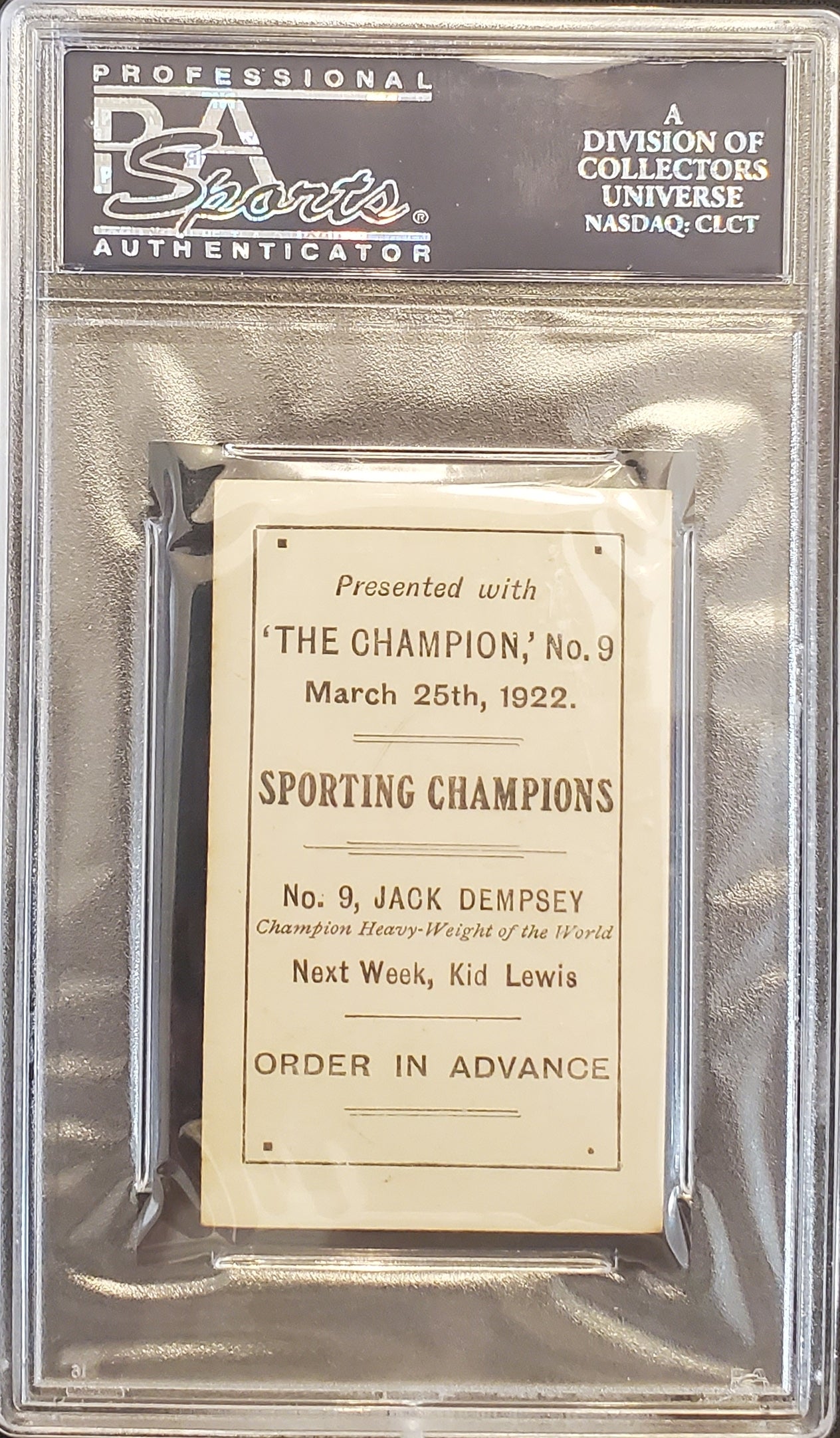 1922 JACK DEMPSEY THE CHAMPION SPORTING CHAMPIONS PSA 5