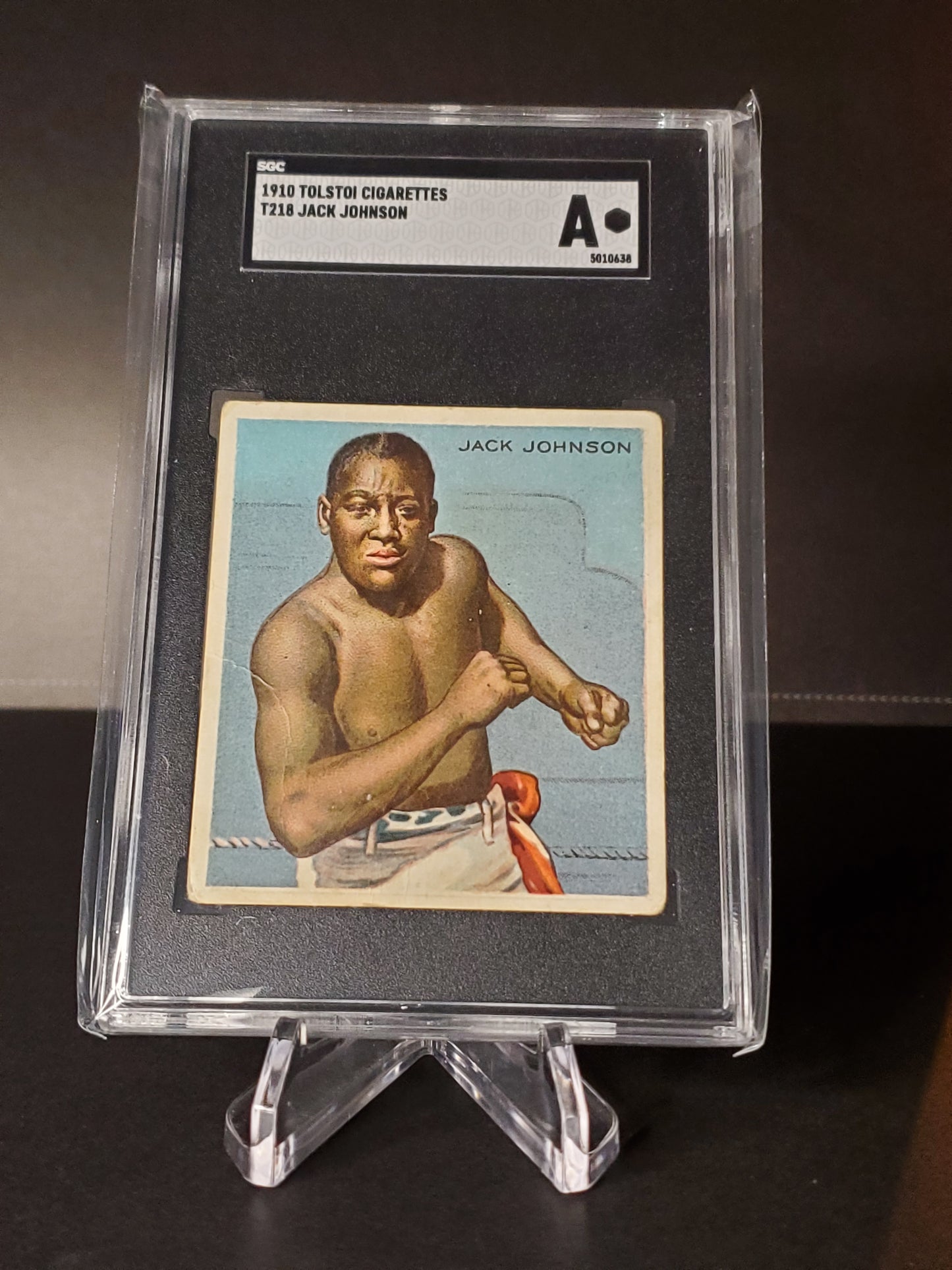 Jack Johnson 1910 T218 Tolstoi Cigarettes Front View SGC A - RARE BACK