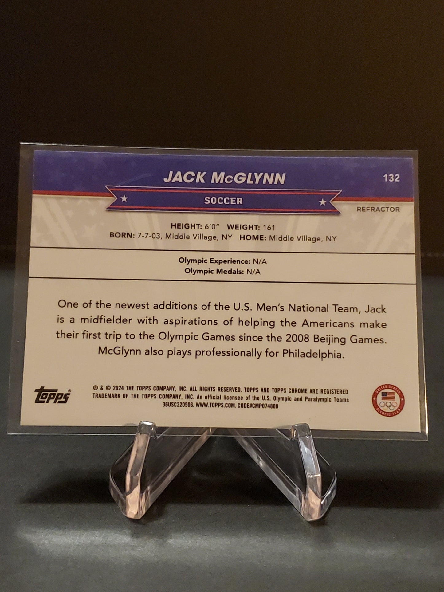Jack McGlynn 2024 Topps Chrome US Olympic and Paraolympic Hopefuls Refractor #132
