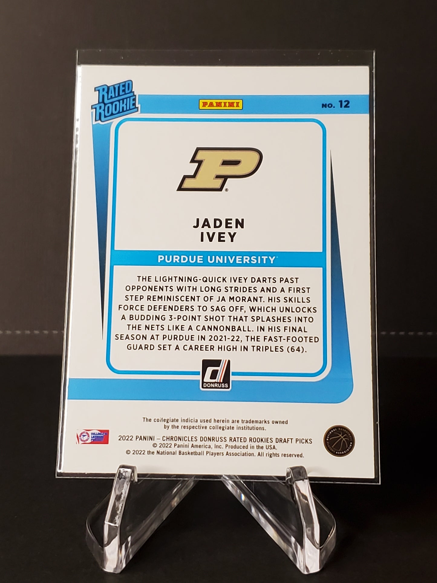 Jaden Ivey 2022 Panini Chronicles Rated Rookie RC #12