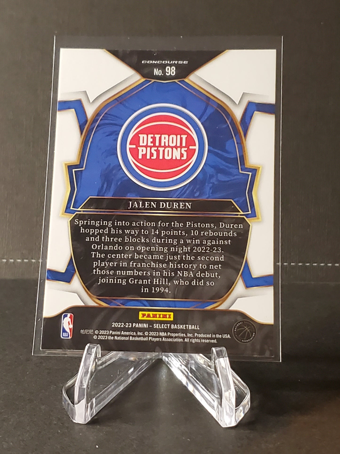 Jalen Duren 2022-2023 Panini Select RC Concourse #98