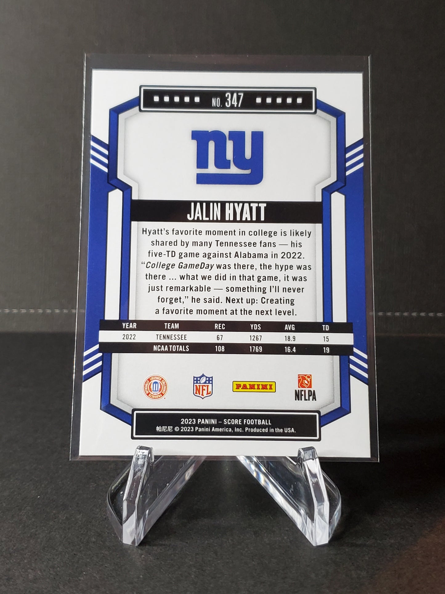 Jalin Hyatt 2023 Panini Score Football RC #347