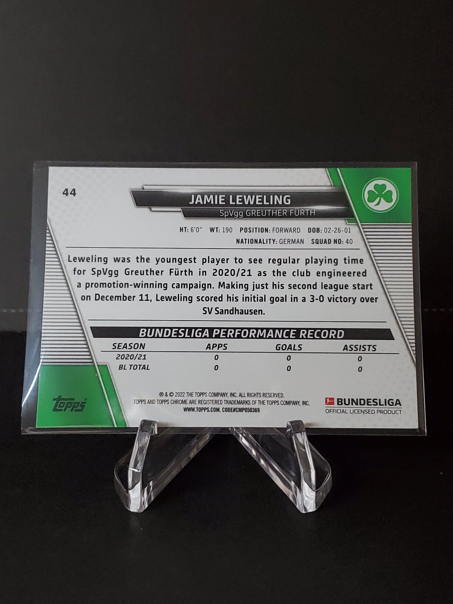 Jamie Leweling 2021-2022 Topps Chrome Bundesliga RC #44