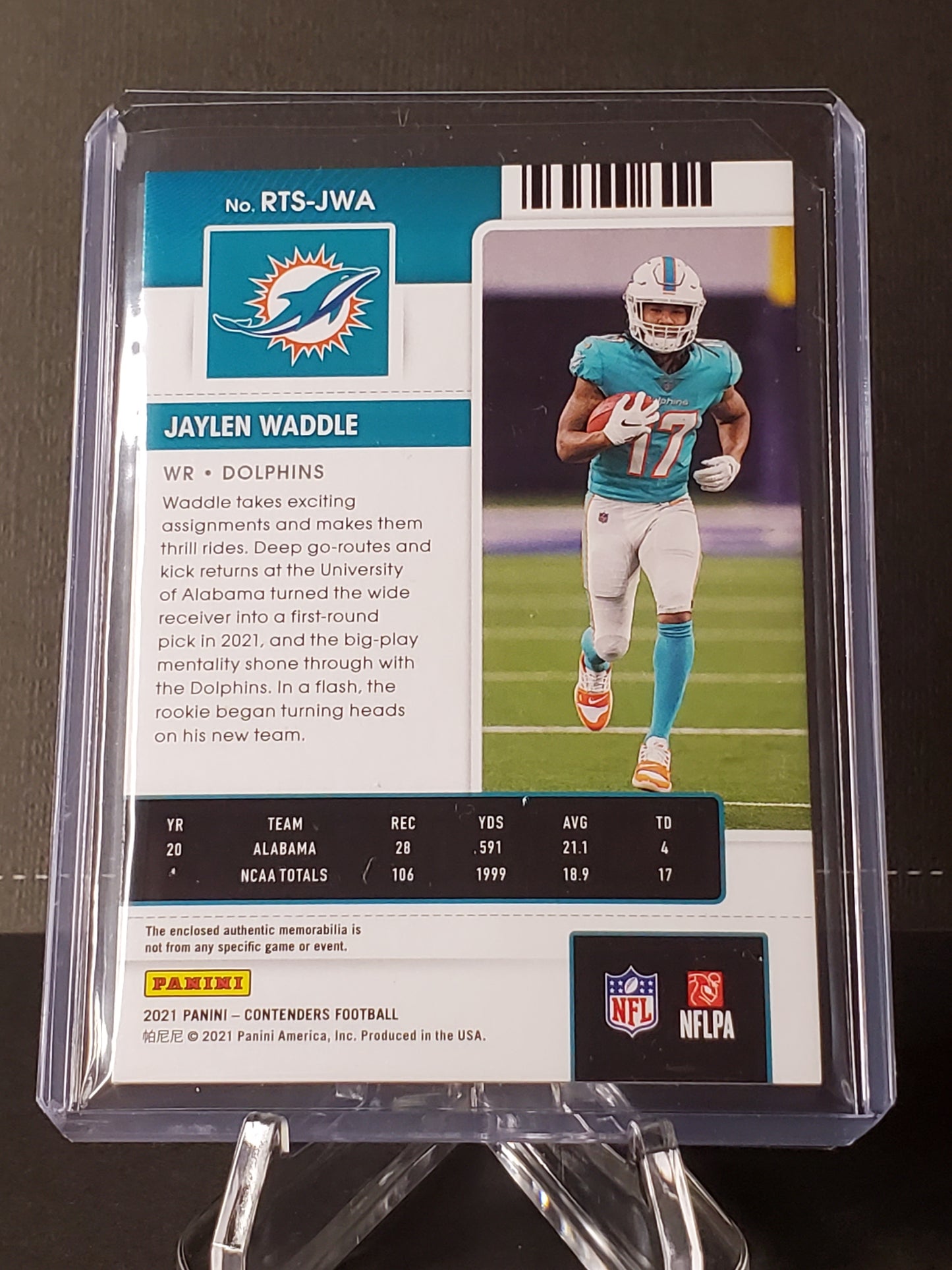 Jaylen Waddle 2021 Panini Contenders RC Relic #RTS-JWA