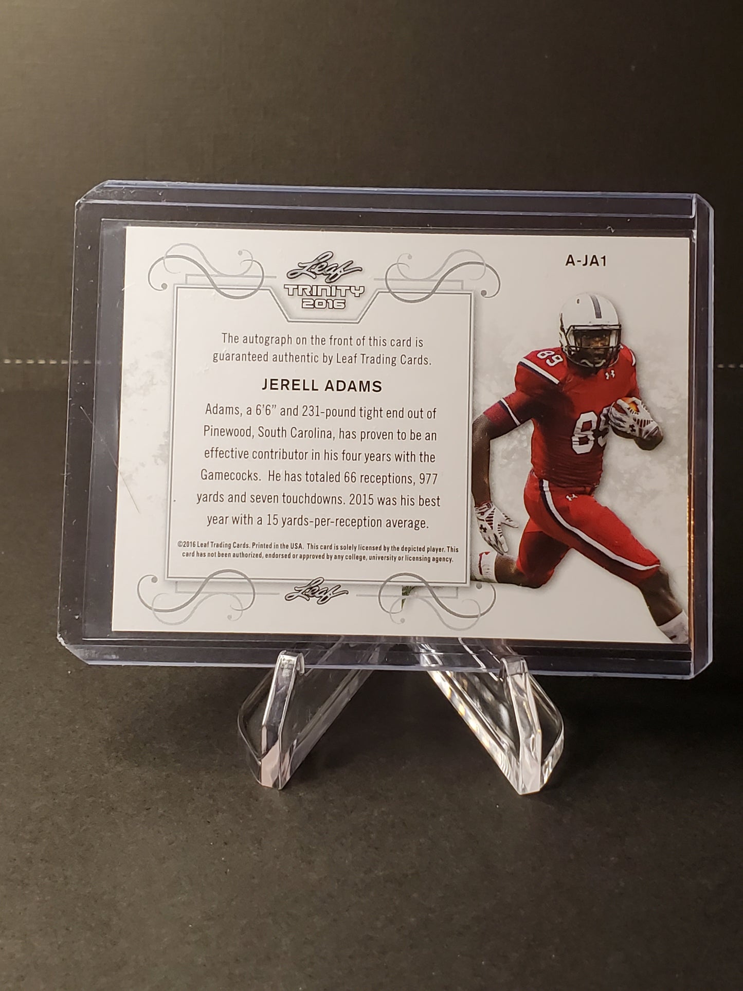 Jerell Adams 2016 Leaf Trinity Signatures Blue Spectrum 4/10 AUTO RC #A-JA1