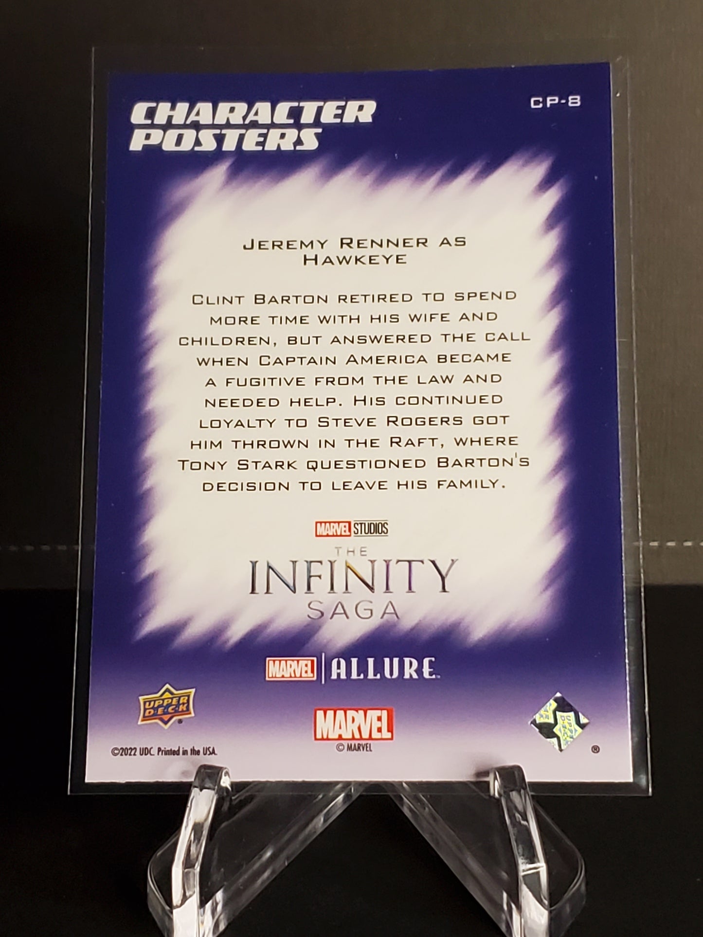 Jeremy Renner as Hawkeye 2022 Upper Deck Marvel Allure Character Posters #CP-8