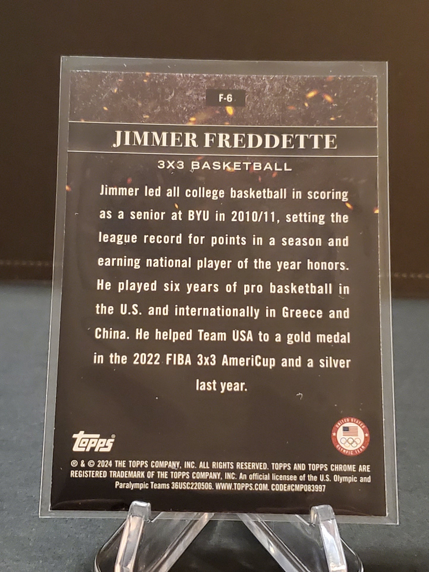 Jimmer Freddette 2024 Topps Chrome US Olympic and Paraolympic Hopefuls FLAMES #F-6