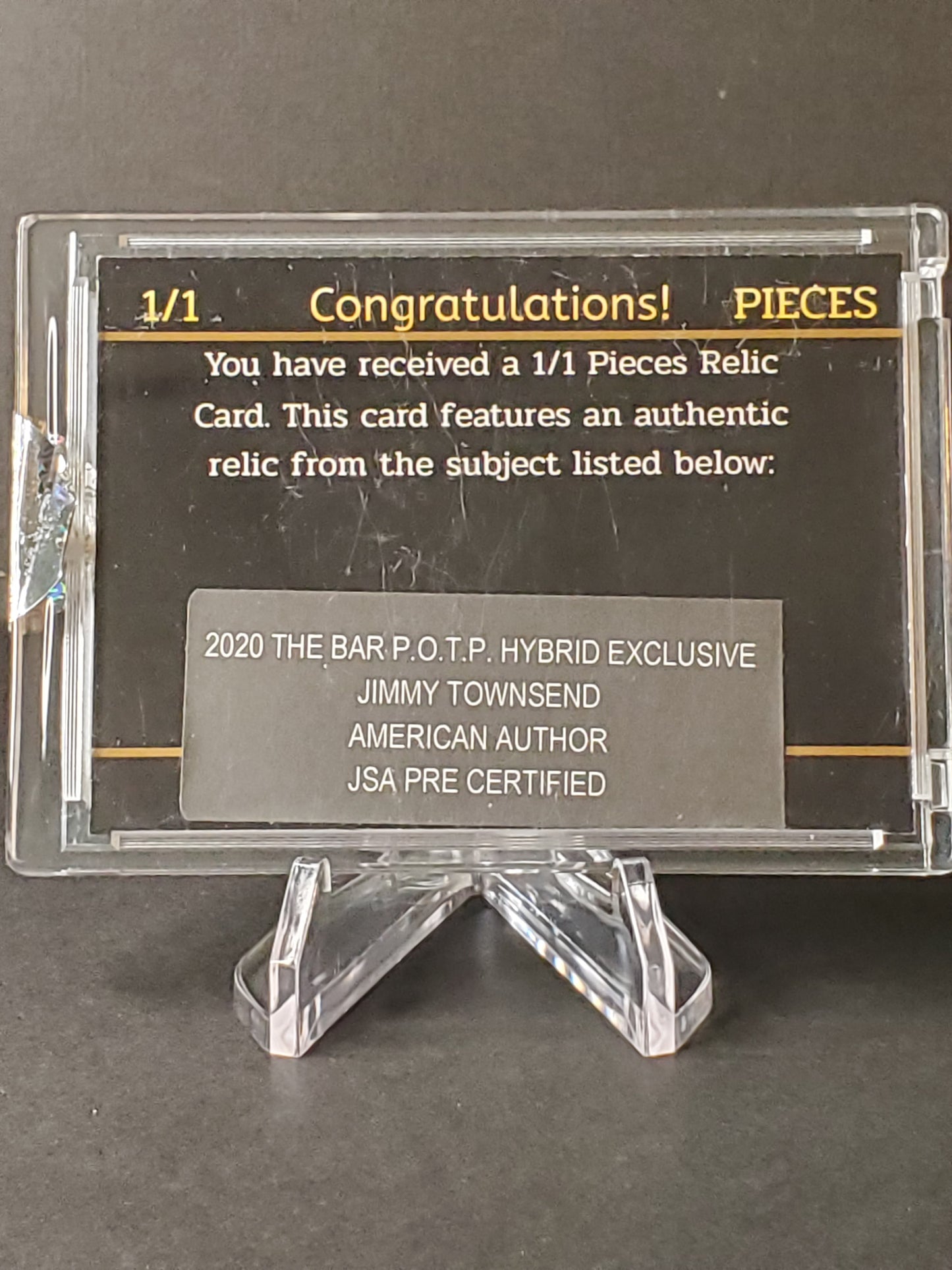 Jimmy Townsend 2020 The Bar Pieces Relic American Author 1/1 AUTO