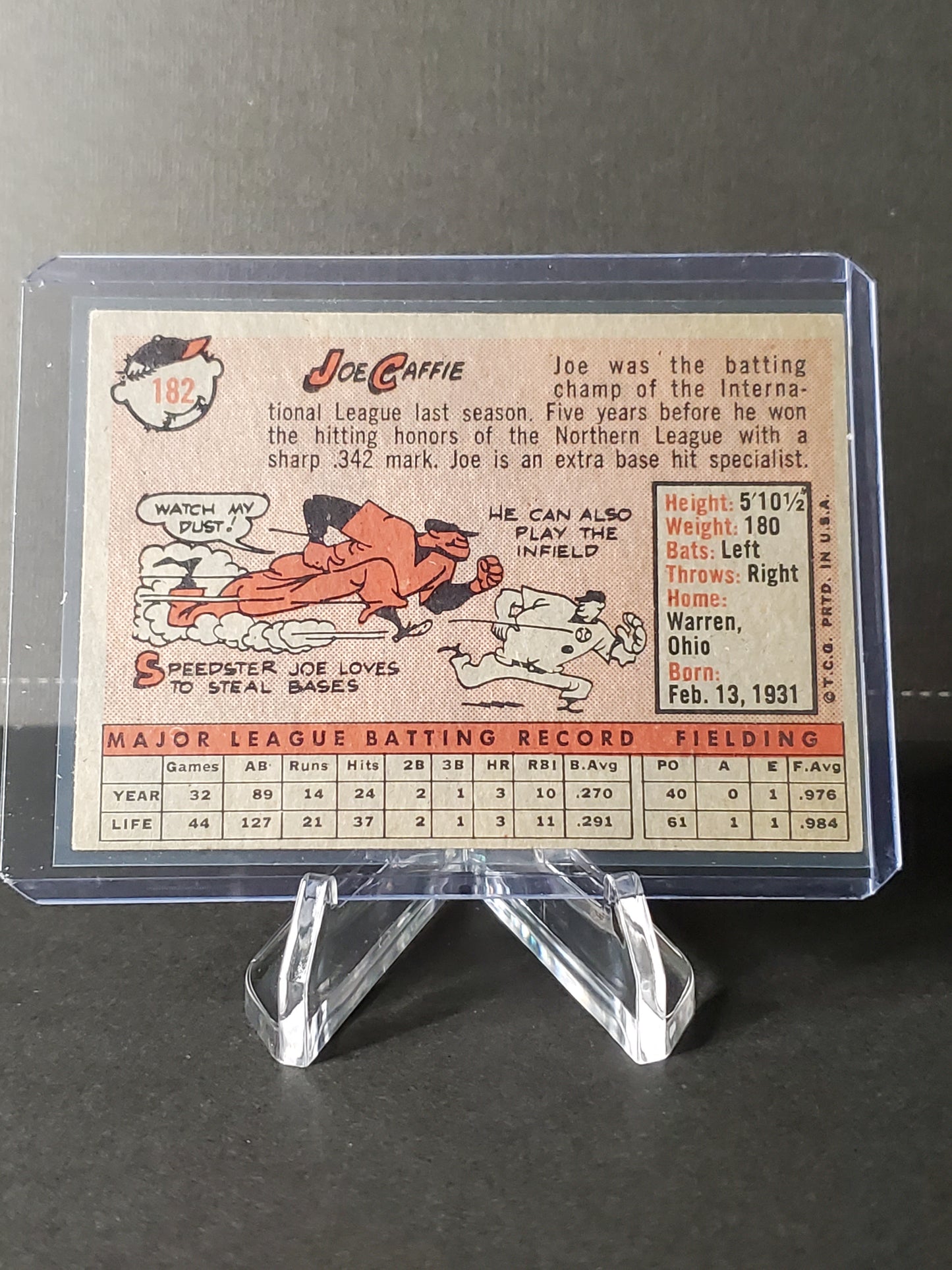 Joe Caffie 1958 Topps Baseball #182