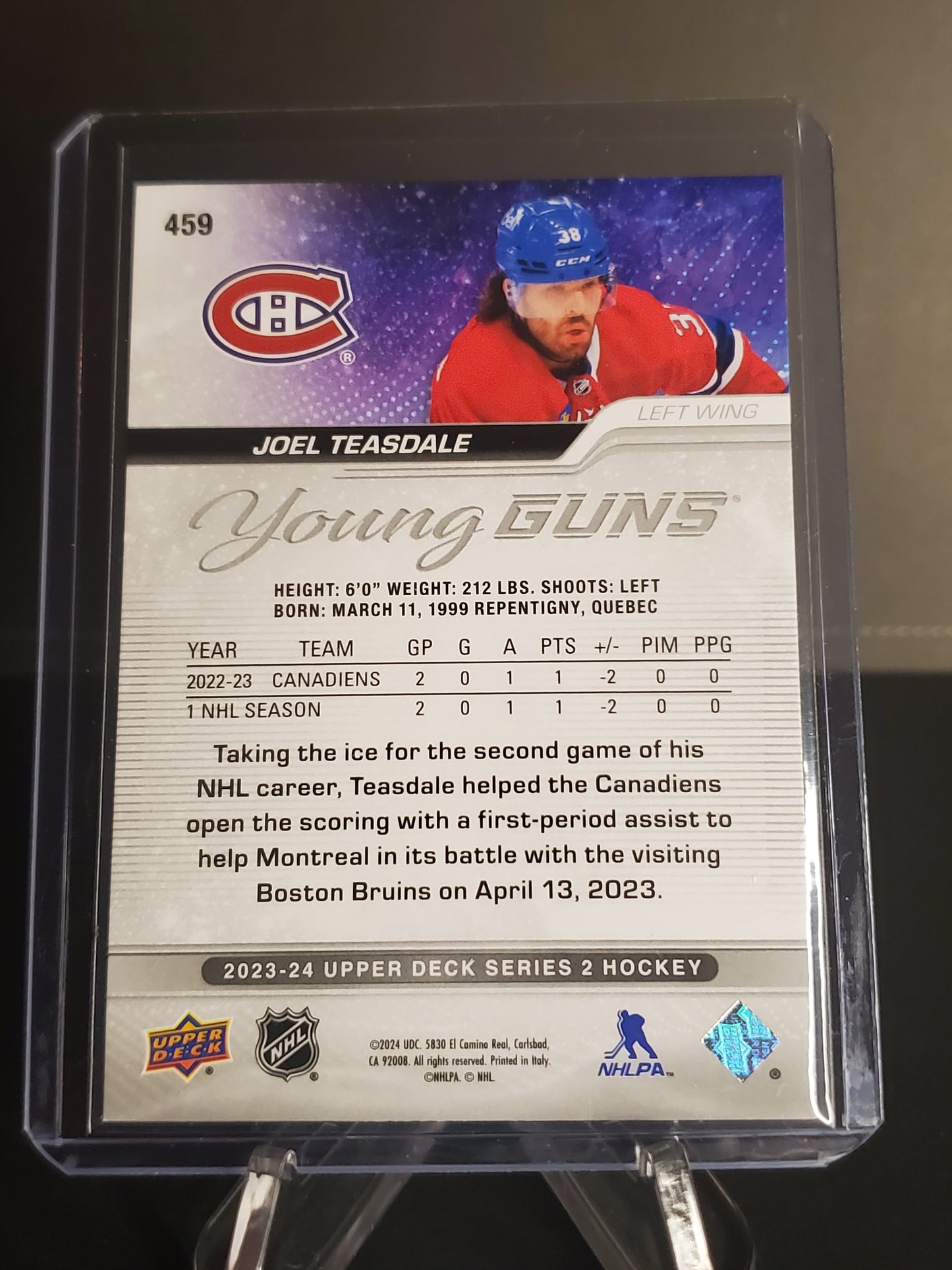 Joel Teasdale 2023/24 Upper Deck Series 2 Hockey Young Guns #459