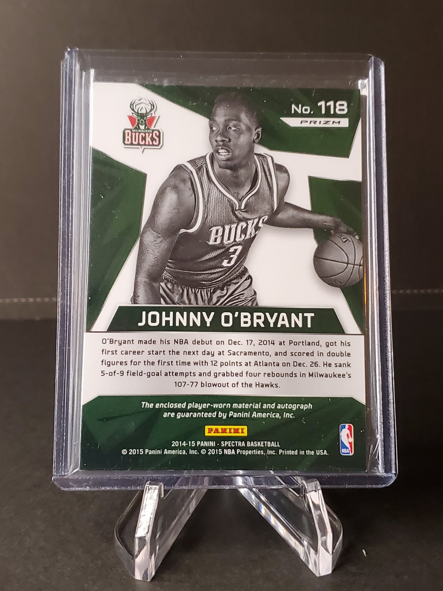 Johnny O'Bryant 2014-15 Spectra Silver Prizm RPA Rookie Patch AUTO RC #118