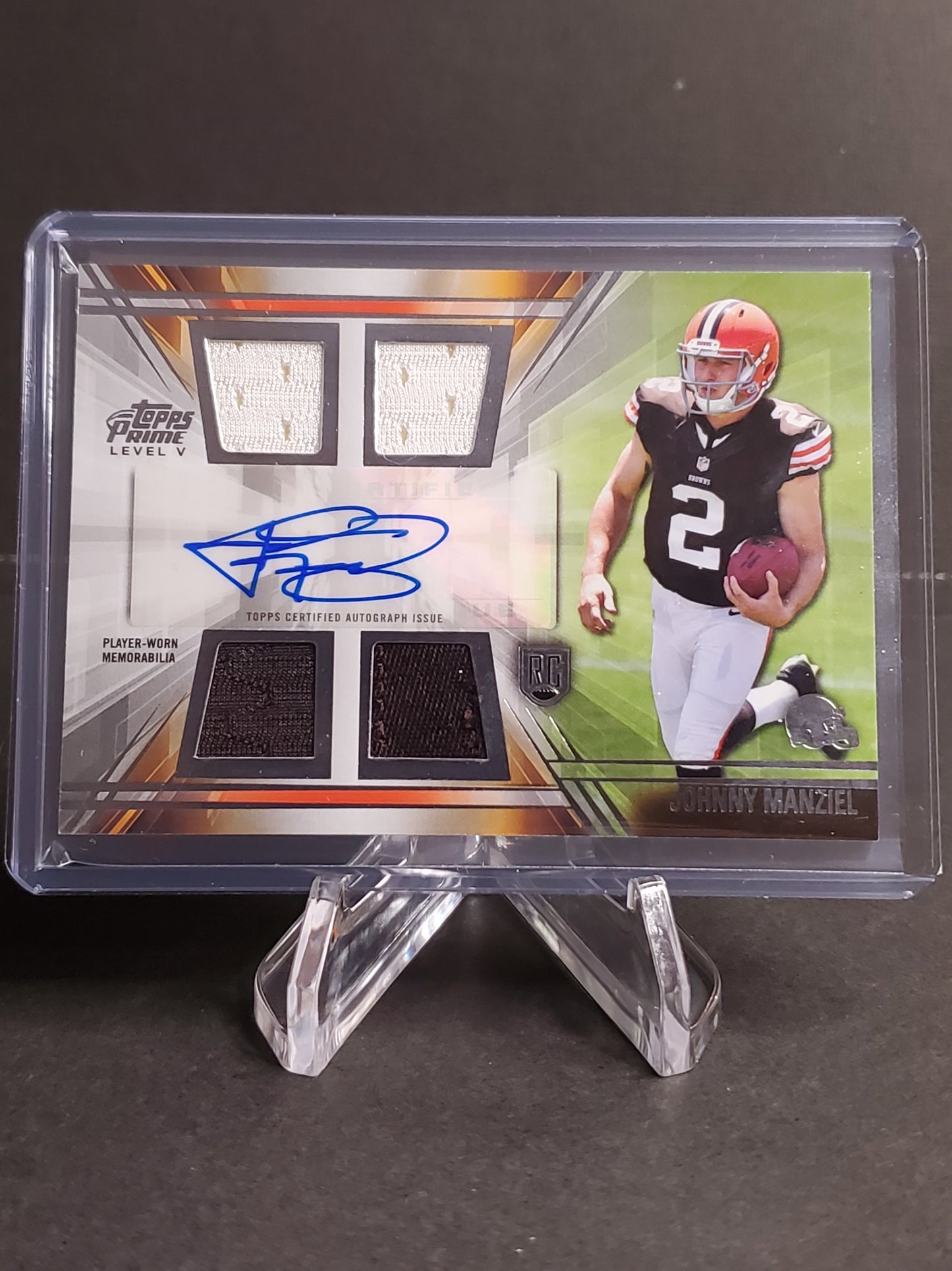 Johnny Manziel 2014 Topps Prime Level V Quad Patch AUTO RC #PV-JA