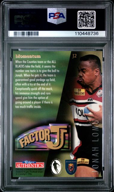 JONAH LOMU - 1996 CARD CRAZY AUTHENTICS RUGBY FACTOR J #J2 (Pop 2 NONE HIGHER)