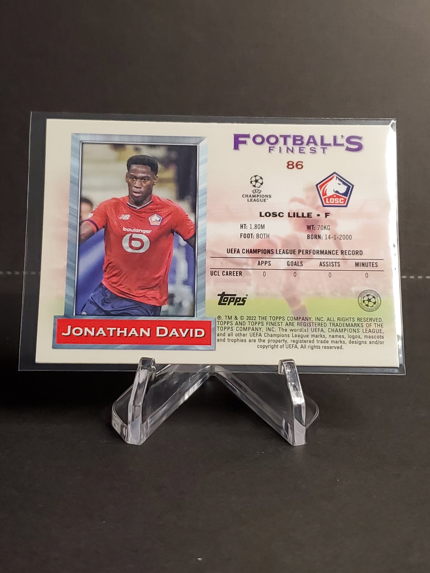 Jonathan David 2021-2022 Topps Finest Flashbacks UEFA Soccer RC #86