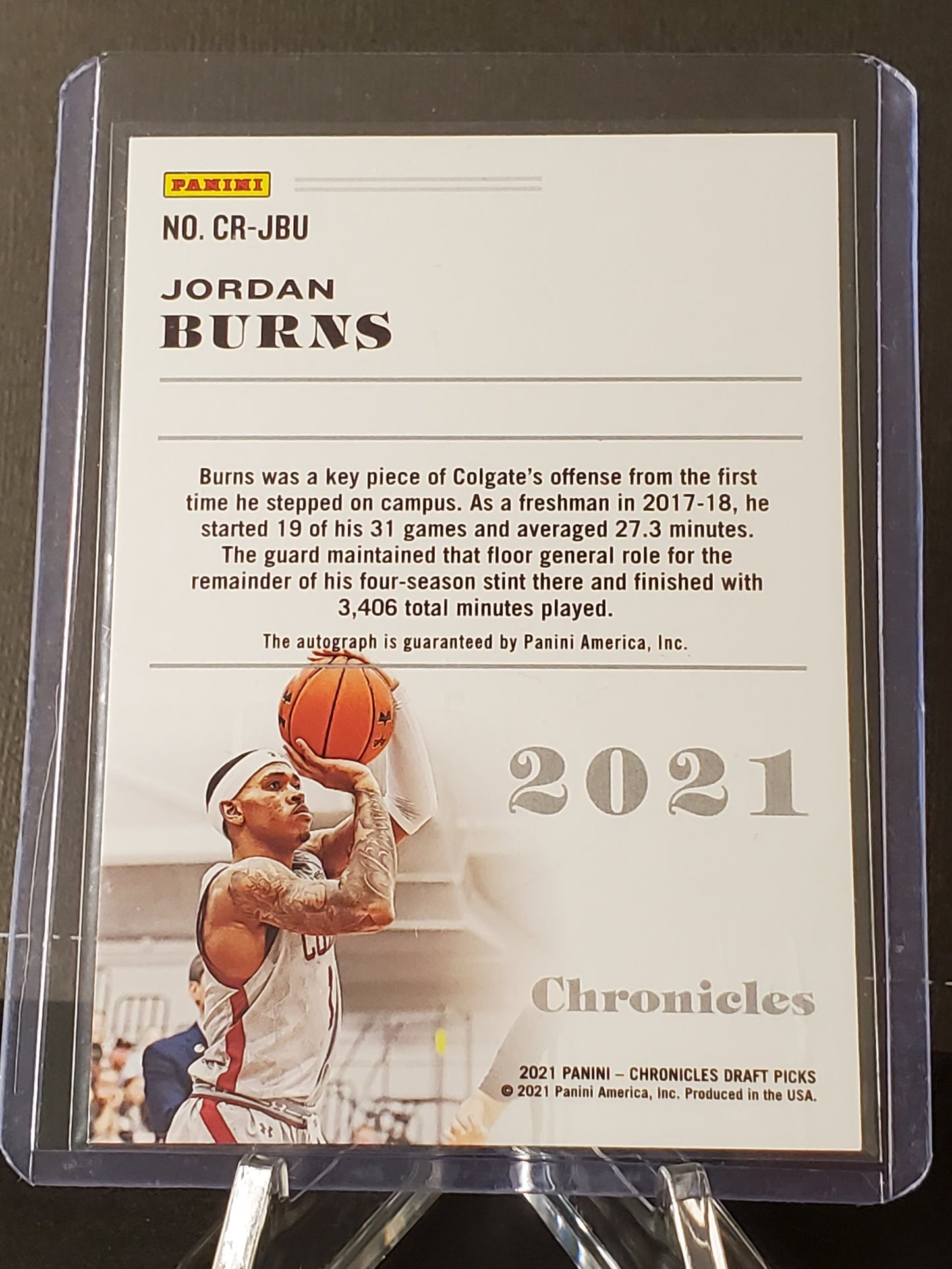 Jordan Burns 2021 Panini Chronicles Draft Picks AUTO RC #CR-JBU