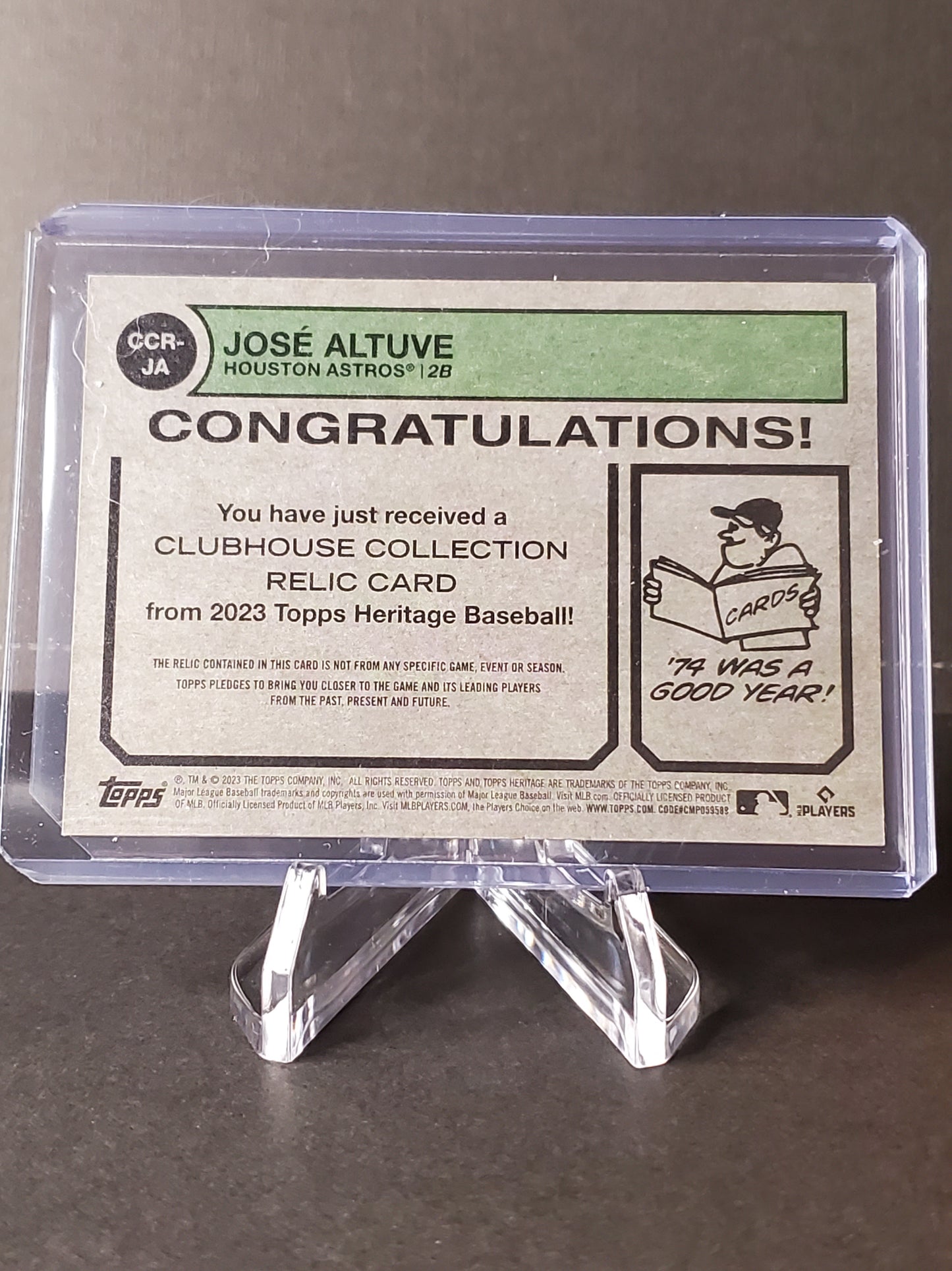 Jose Altuve 2023 Topps Heritage Game Used Relic #CCR-JA, /99