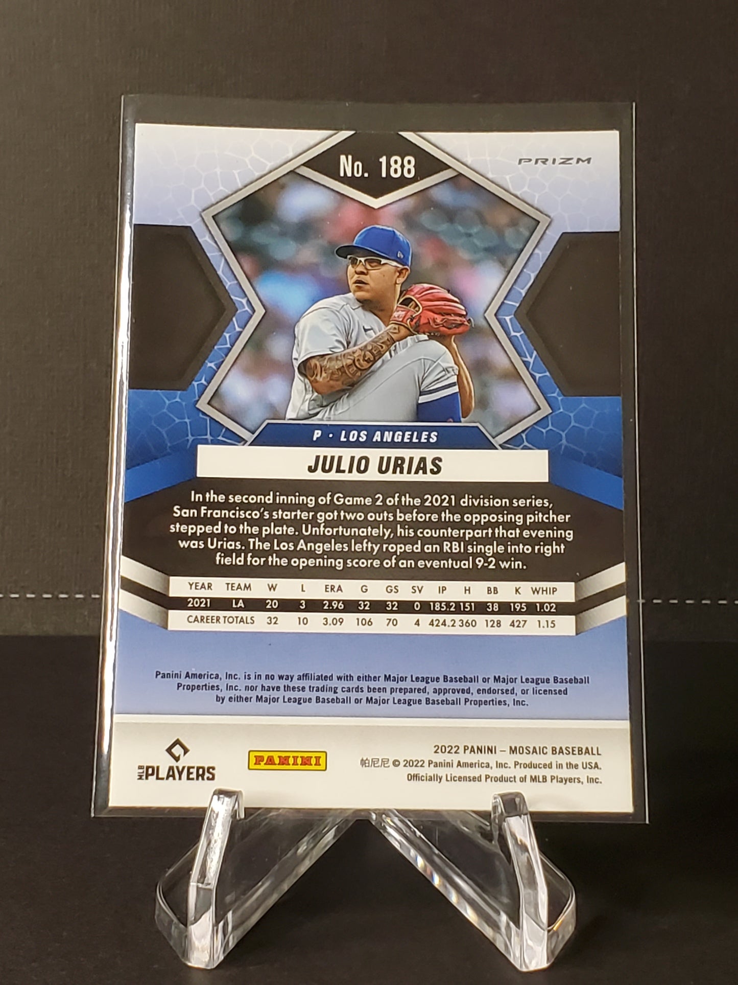 Julio Urias 2022 Panini Mosaic Baseball Green Prizm #188