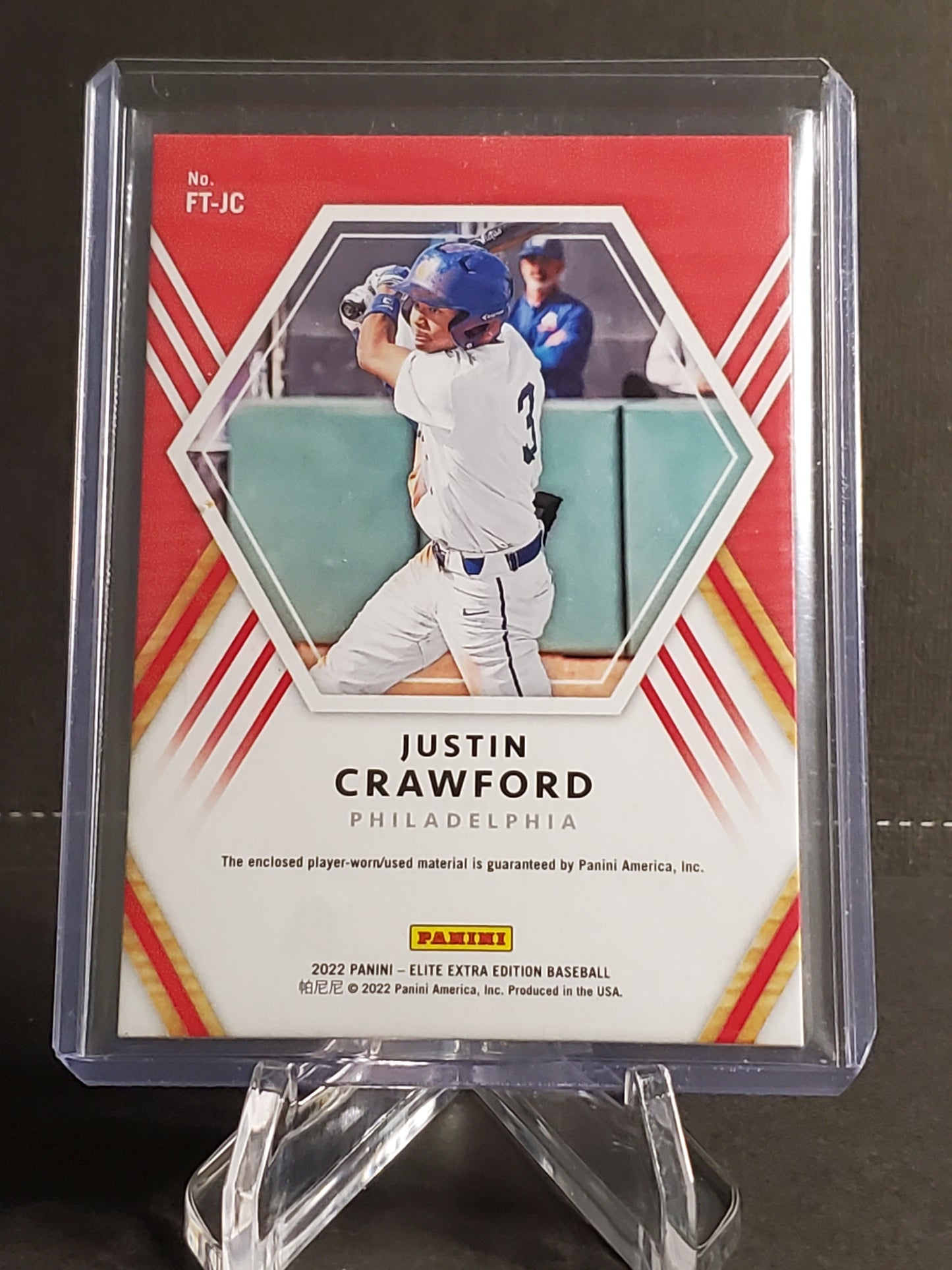 Justin Crawford 2022 Panini Elite Extra Edition Future Threads #FT-JC