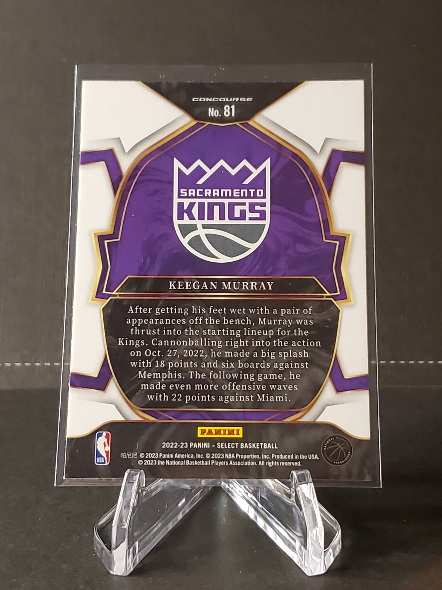 Keegan Murray 2022-2023 Panini Select RC Concourse #81