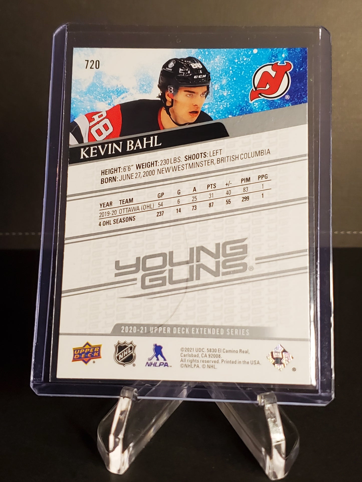 Kevin Bahl 2020-21 Upper Deck ExtendedSeries Young Guns #720