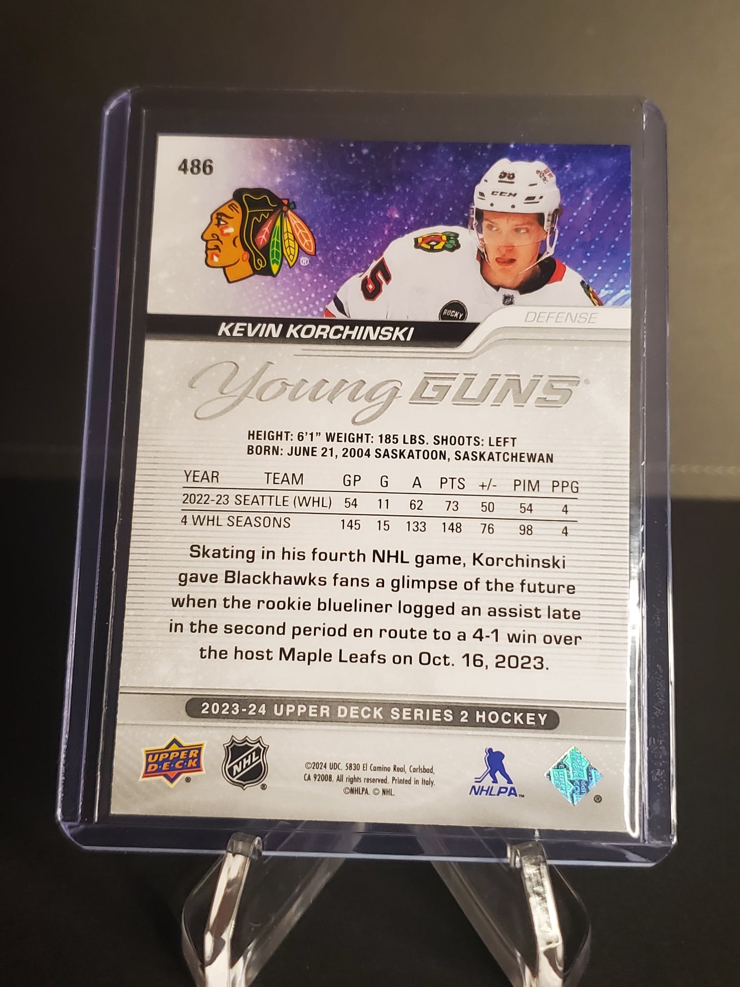 Kevin Korchinski 2023/24 Upper Deck Series 2 Hockey Young Guns #486
