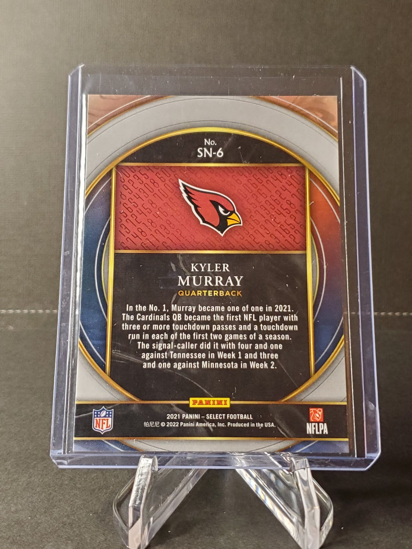 Kyler Murray 2021 Panini Select Numbers #SN-6