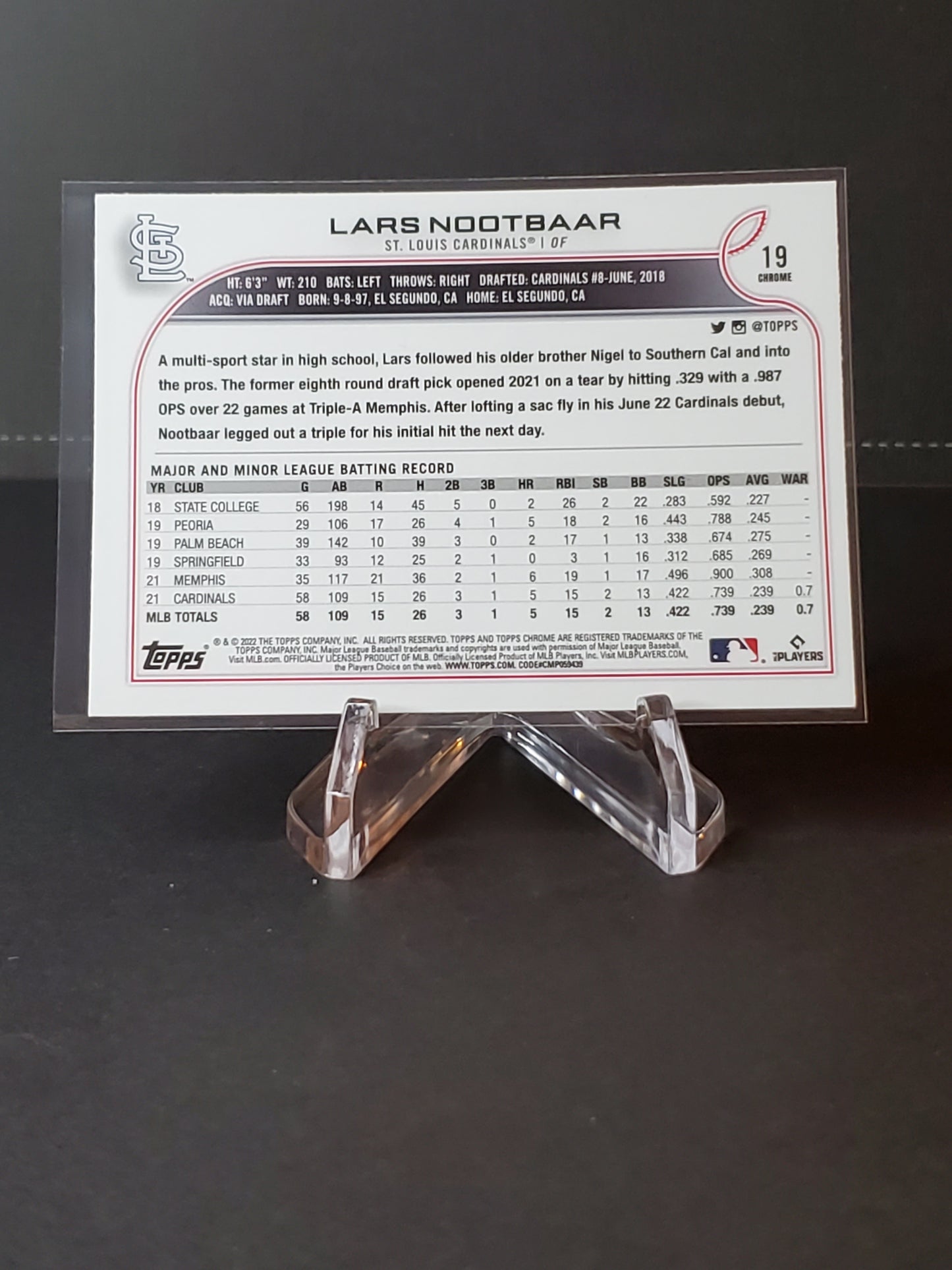 Lars Nootbaar 2022 Topps Chrome RC #19