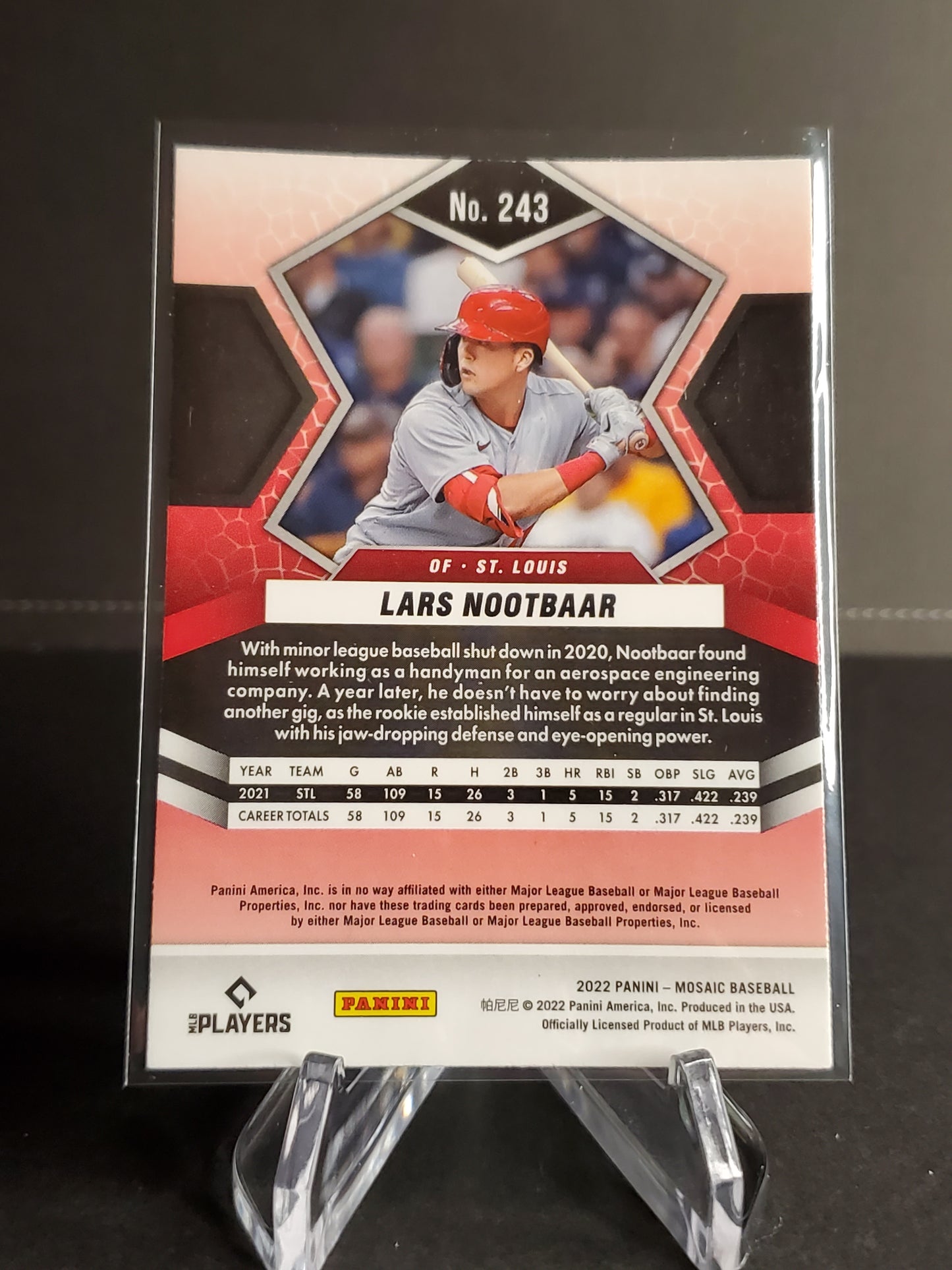 Lars Nootbaar 2022 Panini Mosaic RC #243