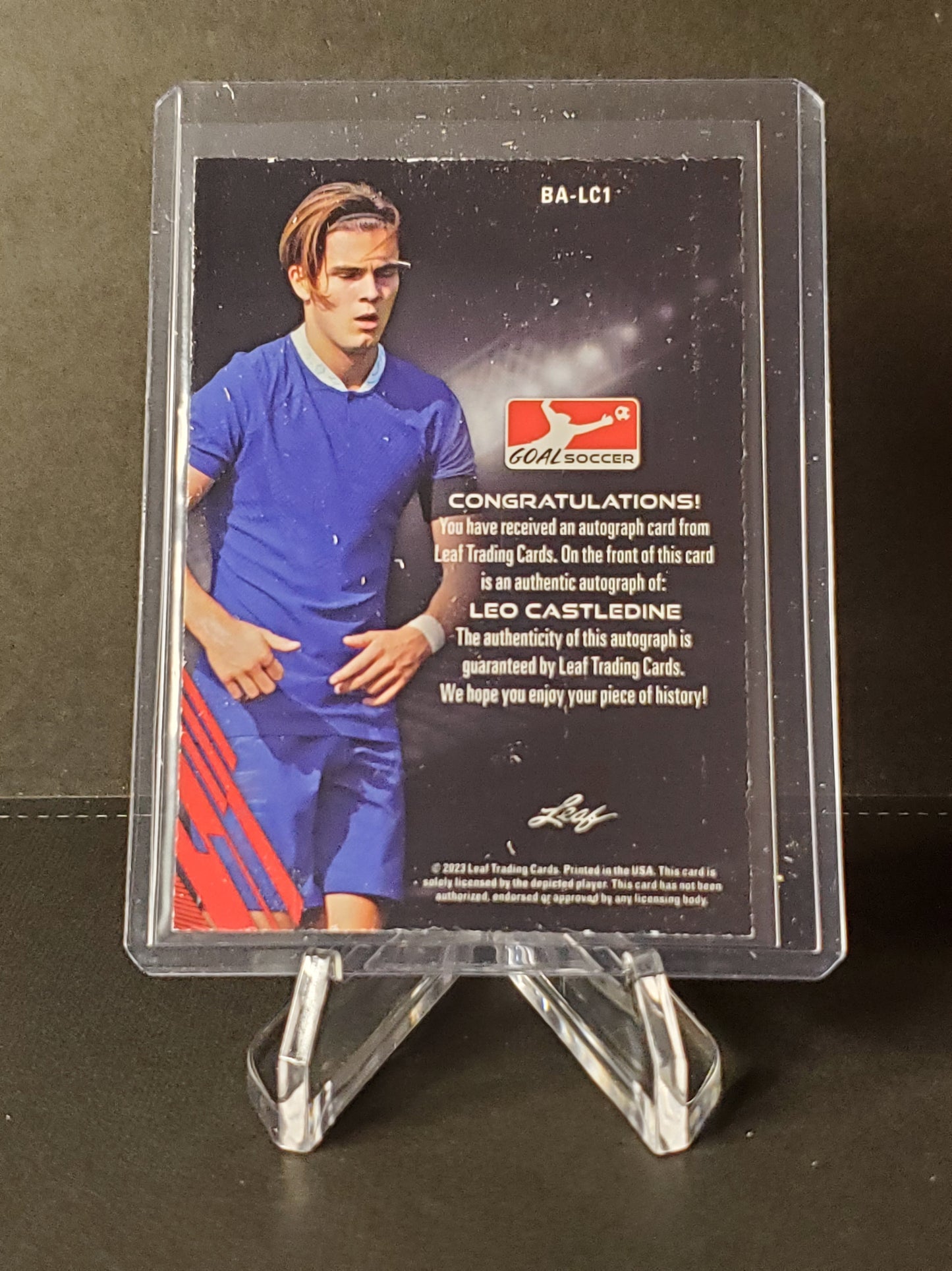 Leo Castledine 2023 Leaf Goal Soccer AUTO #BA-LC1