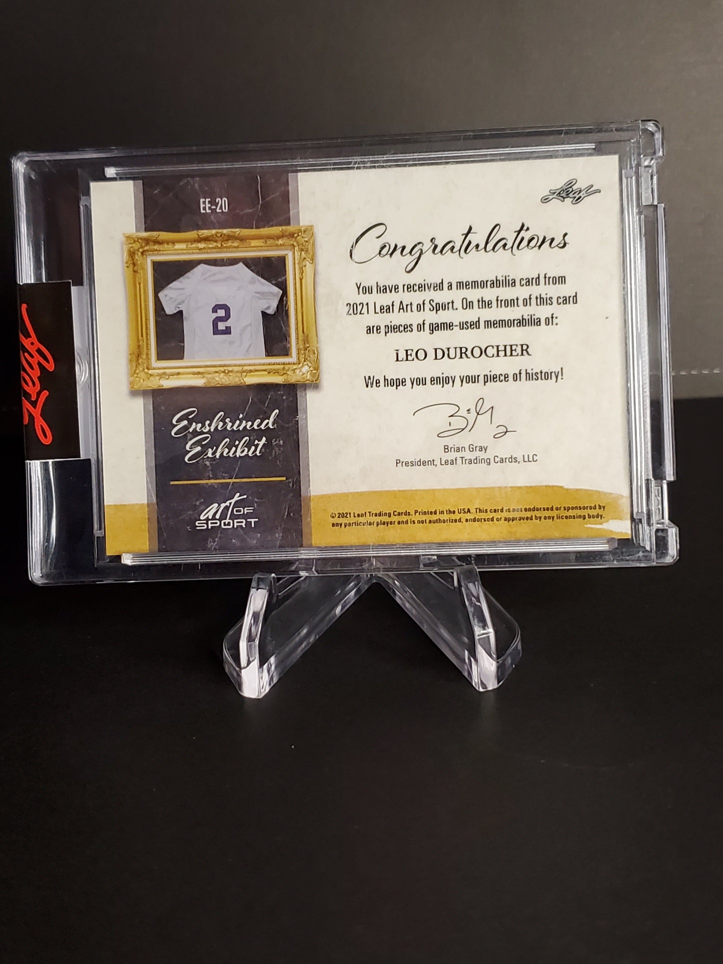 Leo Durocher 2021 Leaf Art of Sport Enshrined Exhibit 5 Patch GAME USED /30