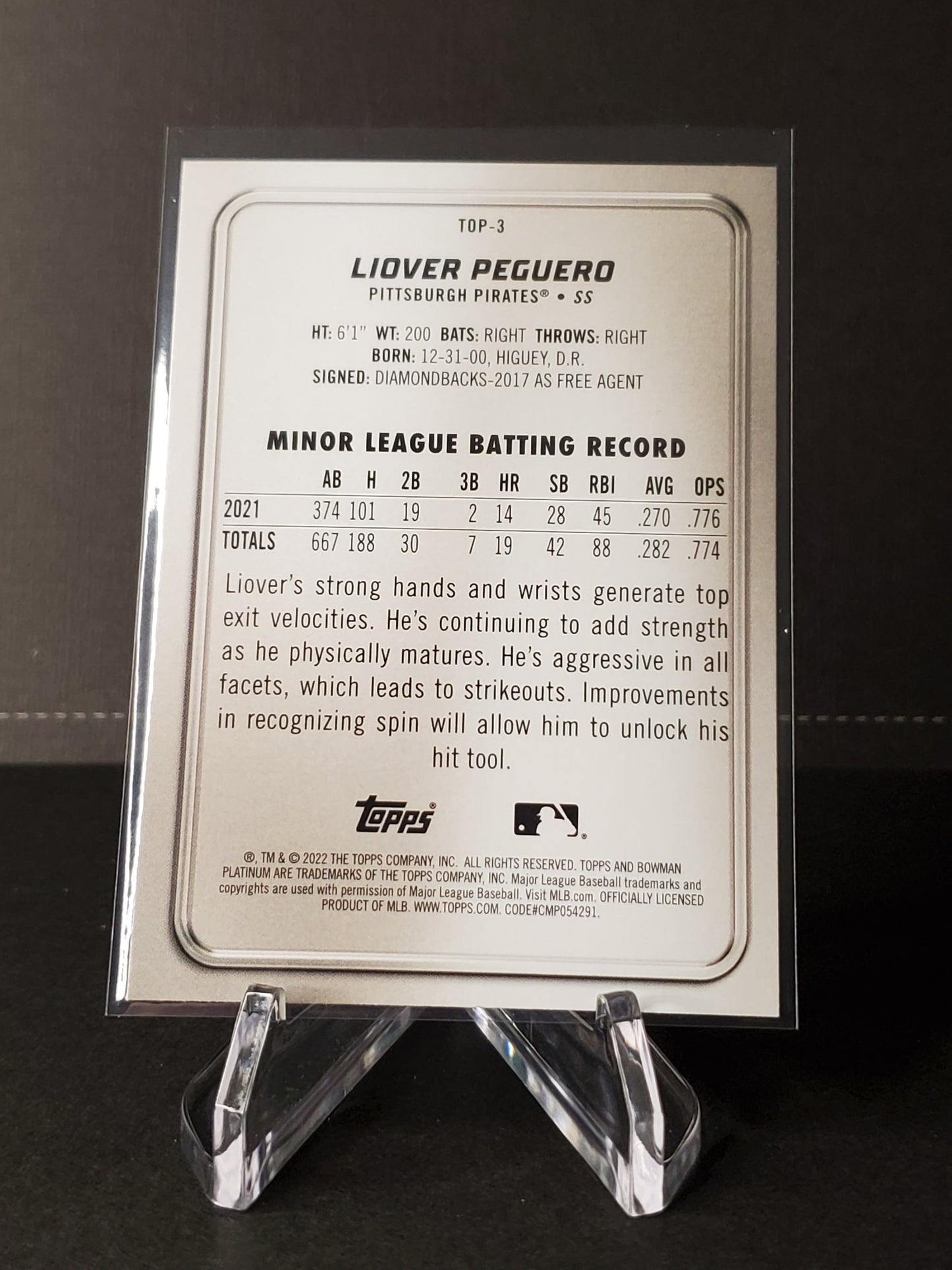 Liover Peguero 2022 Bowman Platinum Top Prospects #TOP-3