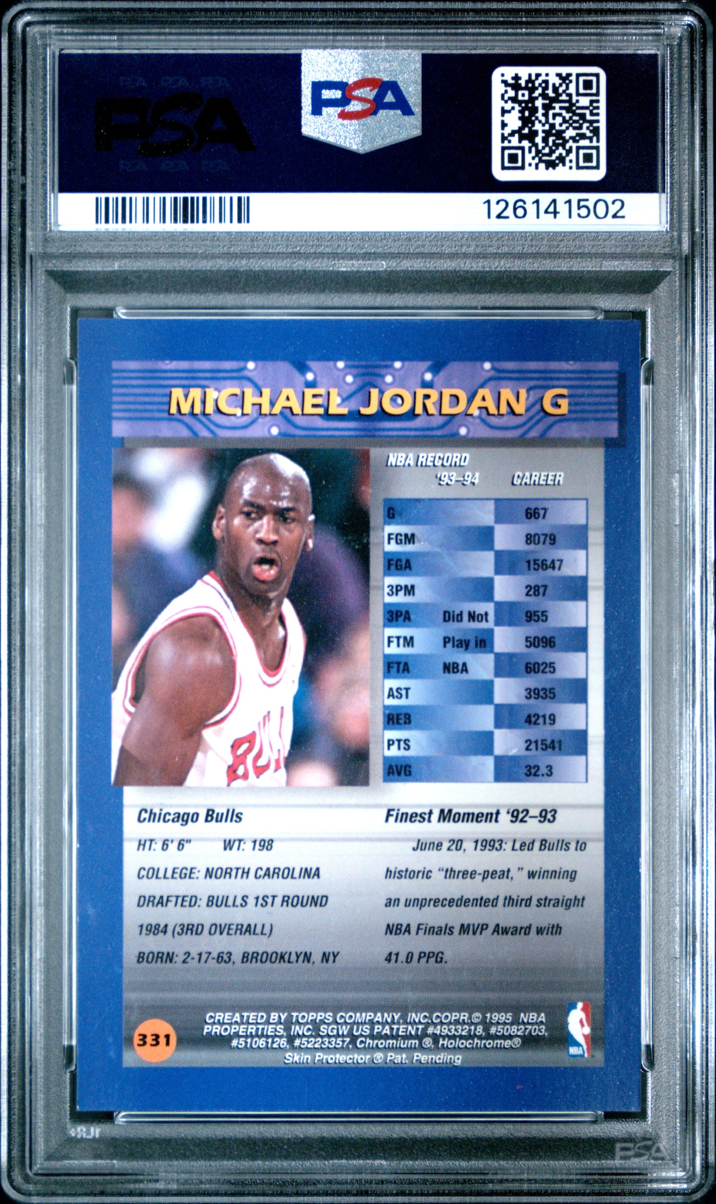 Share 1994 Finest Basketball #331 Michael Jordan w/ Coating HOF PSA 8 NM/MT