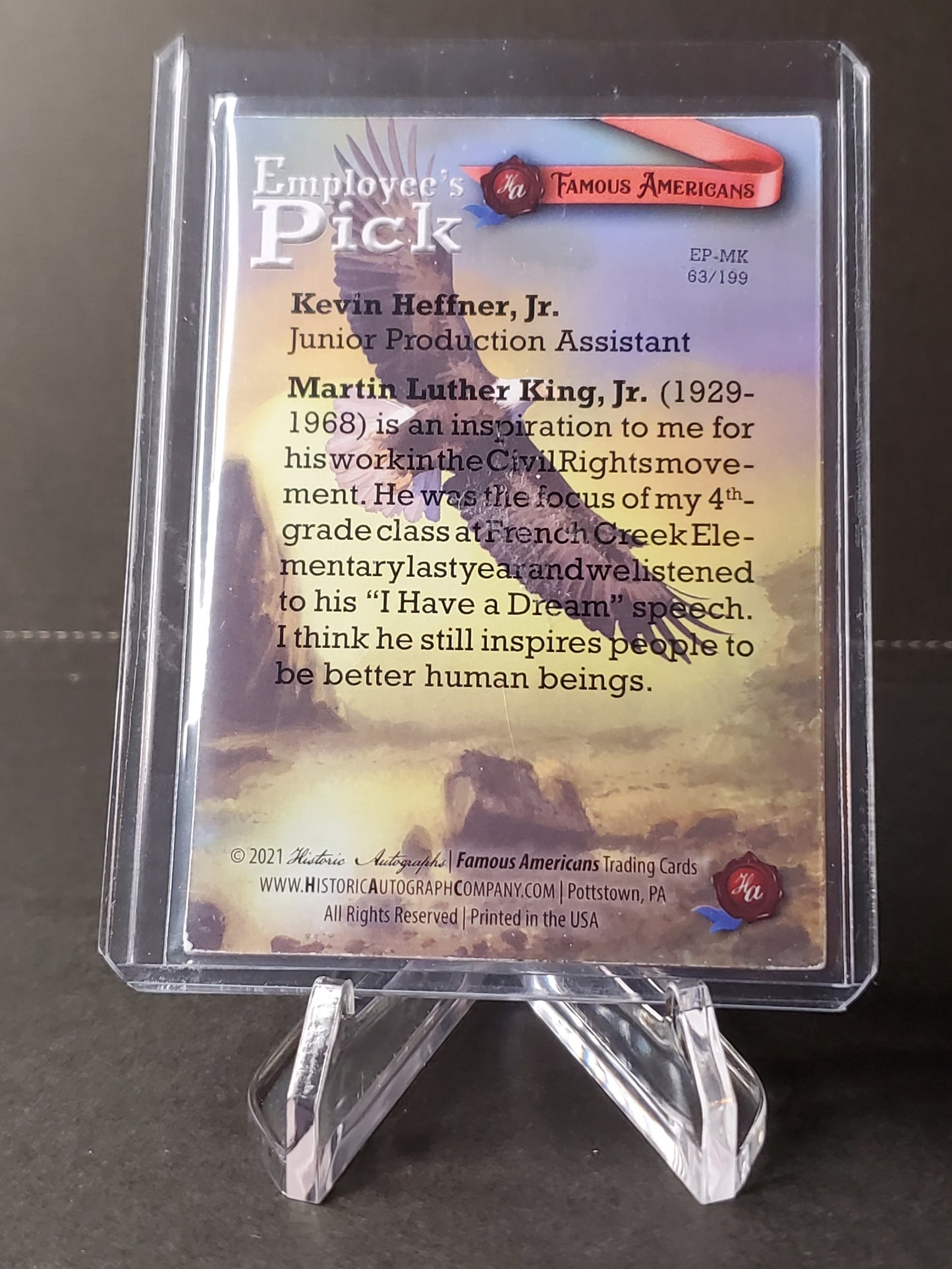 Martin Luther King Jr. 2021 Historic Autographs Famous Americans Lenticular 63/199 #EP-MK