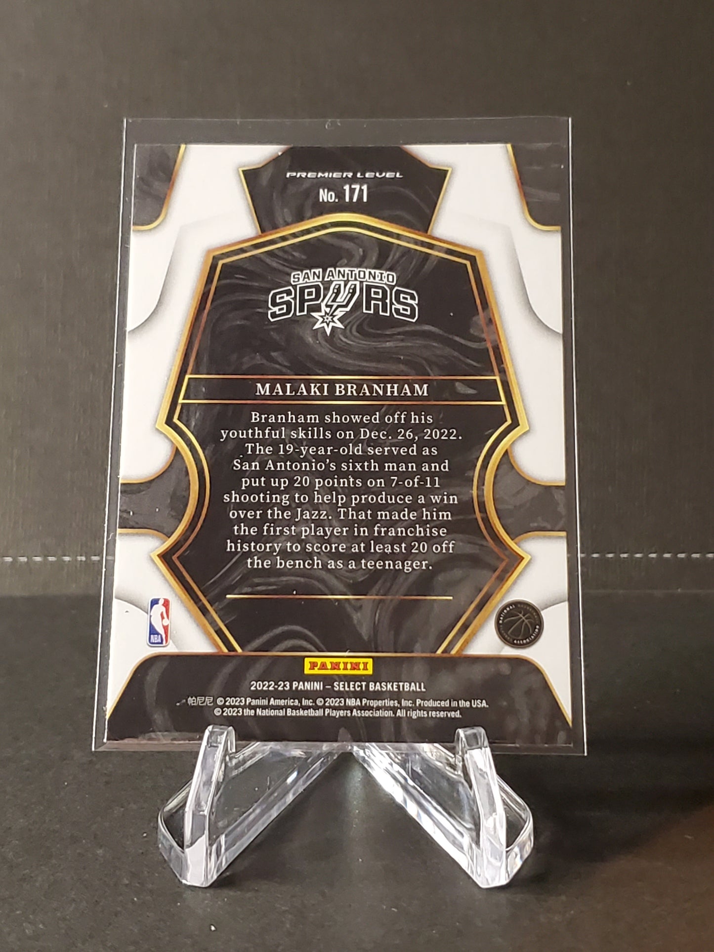 Malaki Branham 2022-2023 Panini Select RC Premier #171