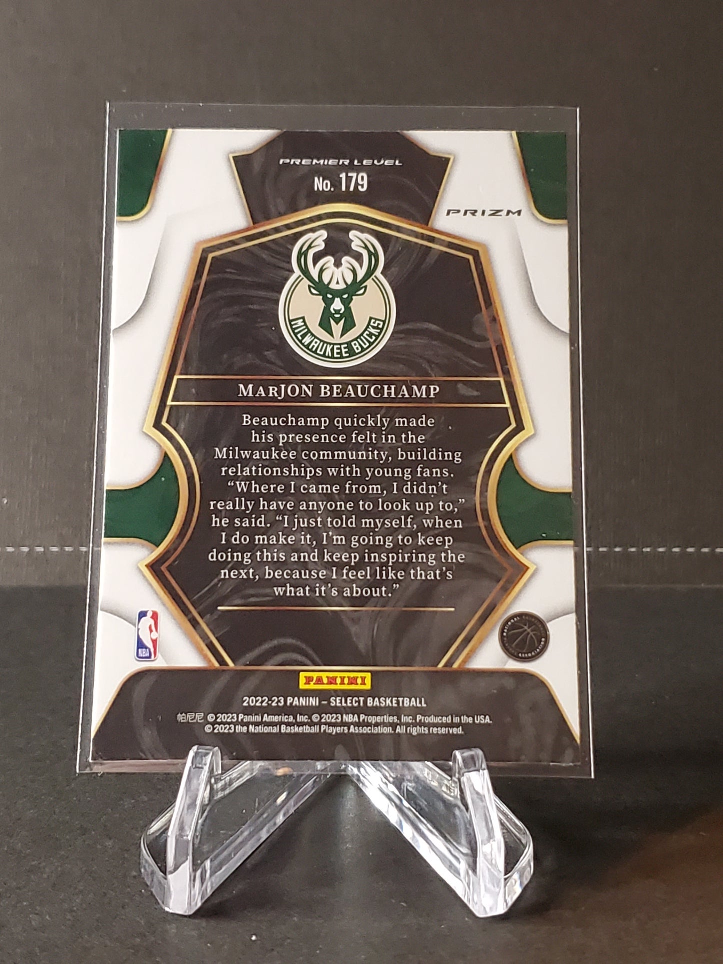 Marjon Beauchamp 2022-2023 Panini Select RC Green/White/Purple Premier Prizm #179
