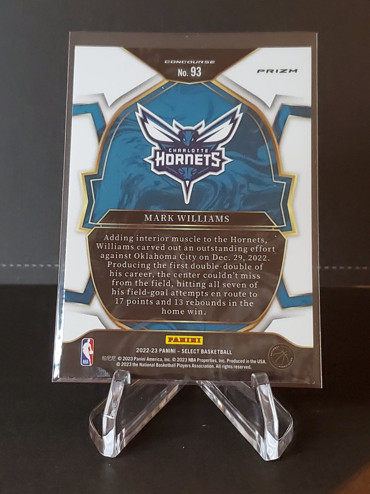 Mark Williams 2022-2023 Panini Select RC Red Cracked Ice Concourse Prizm #93