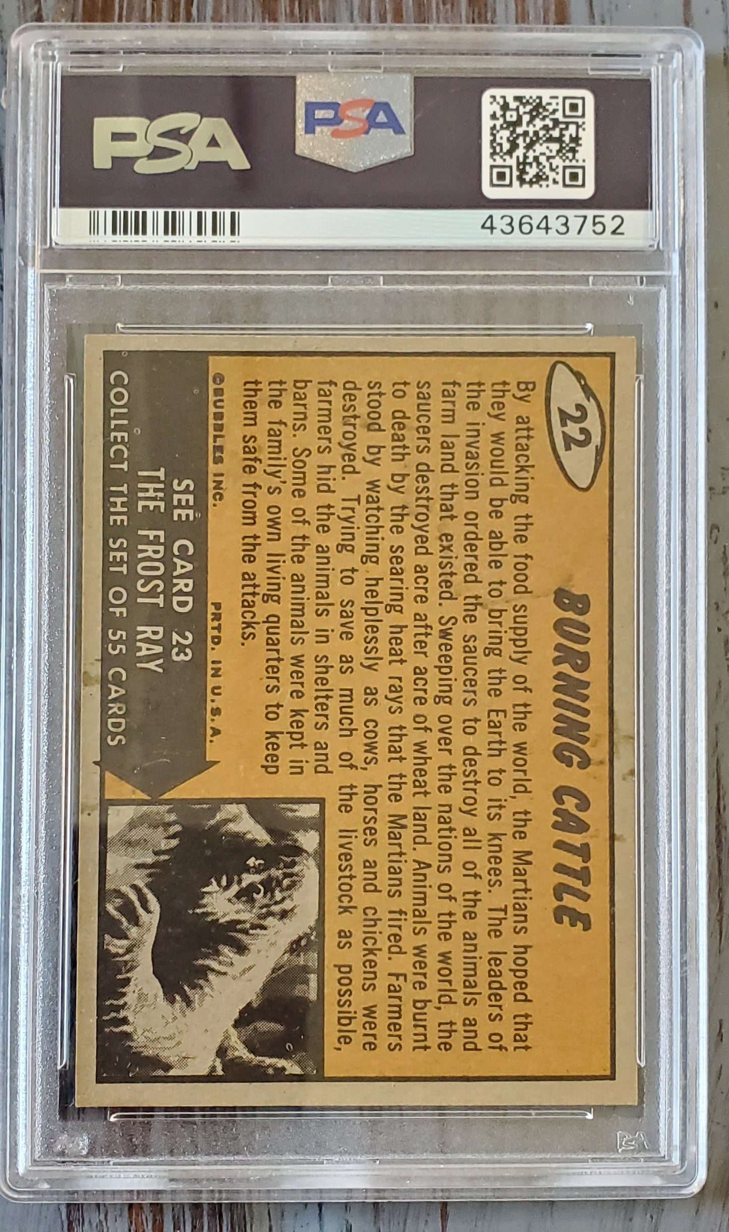 1962 MARS ATTACKS #22 BURNING CATTLE PSA 2