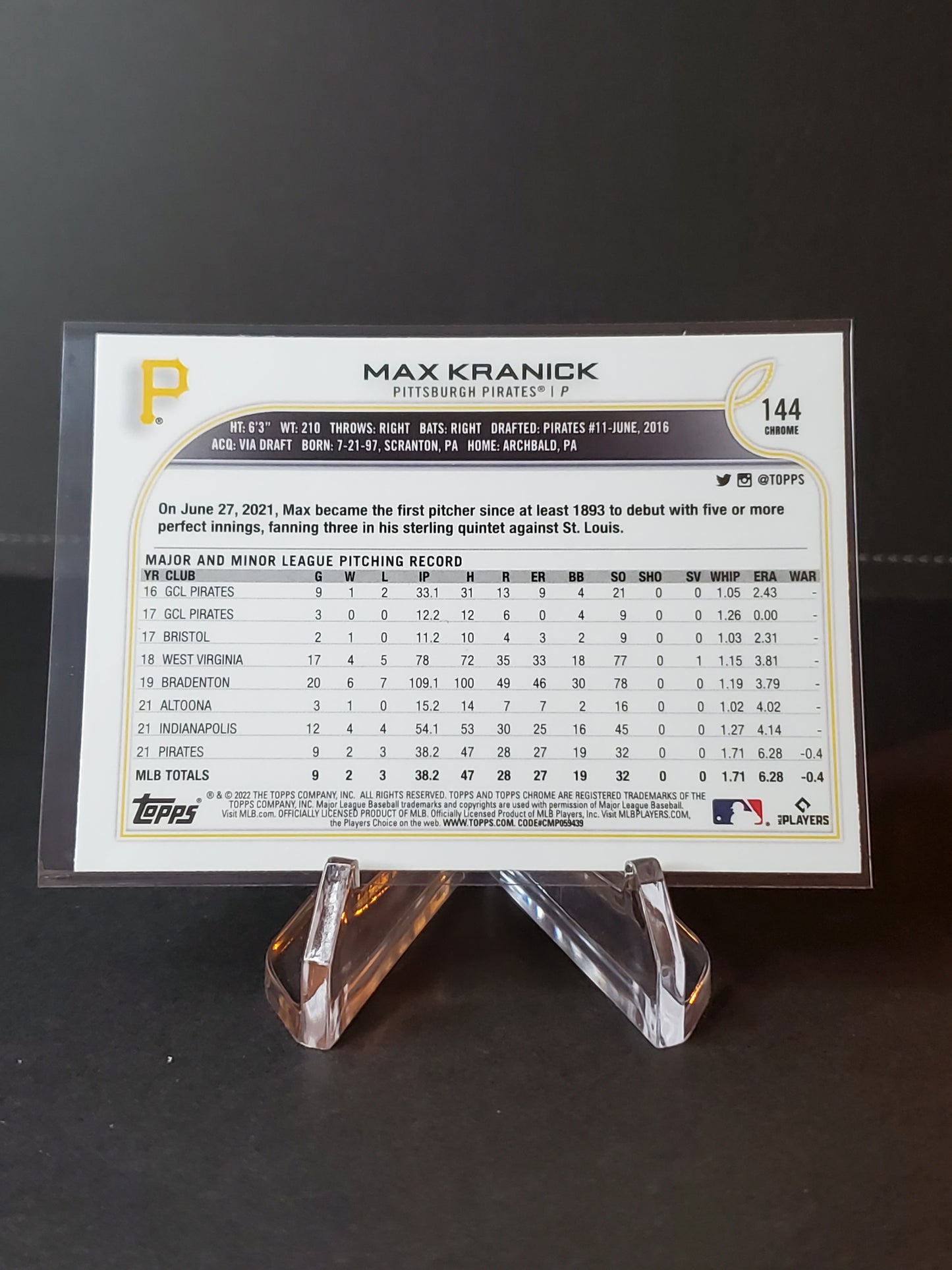 Max Kranick 2022 Topps Chrome RC #144