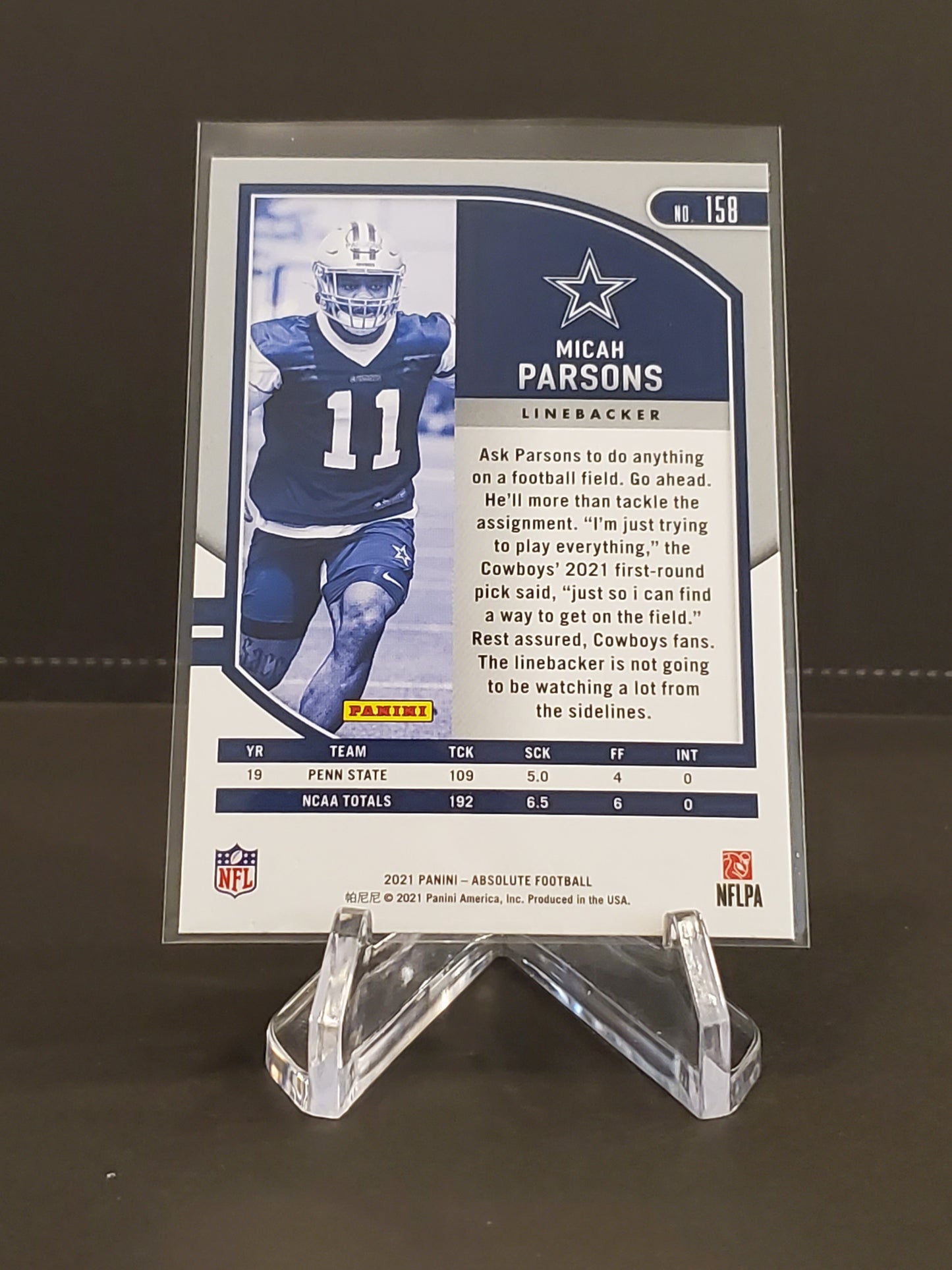Micah Parson 2021 Panini Absolute RC #159