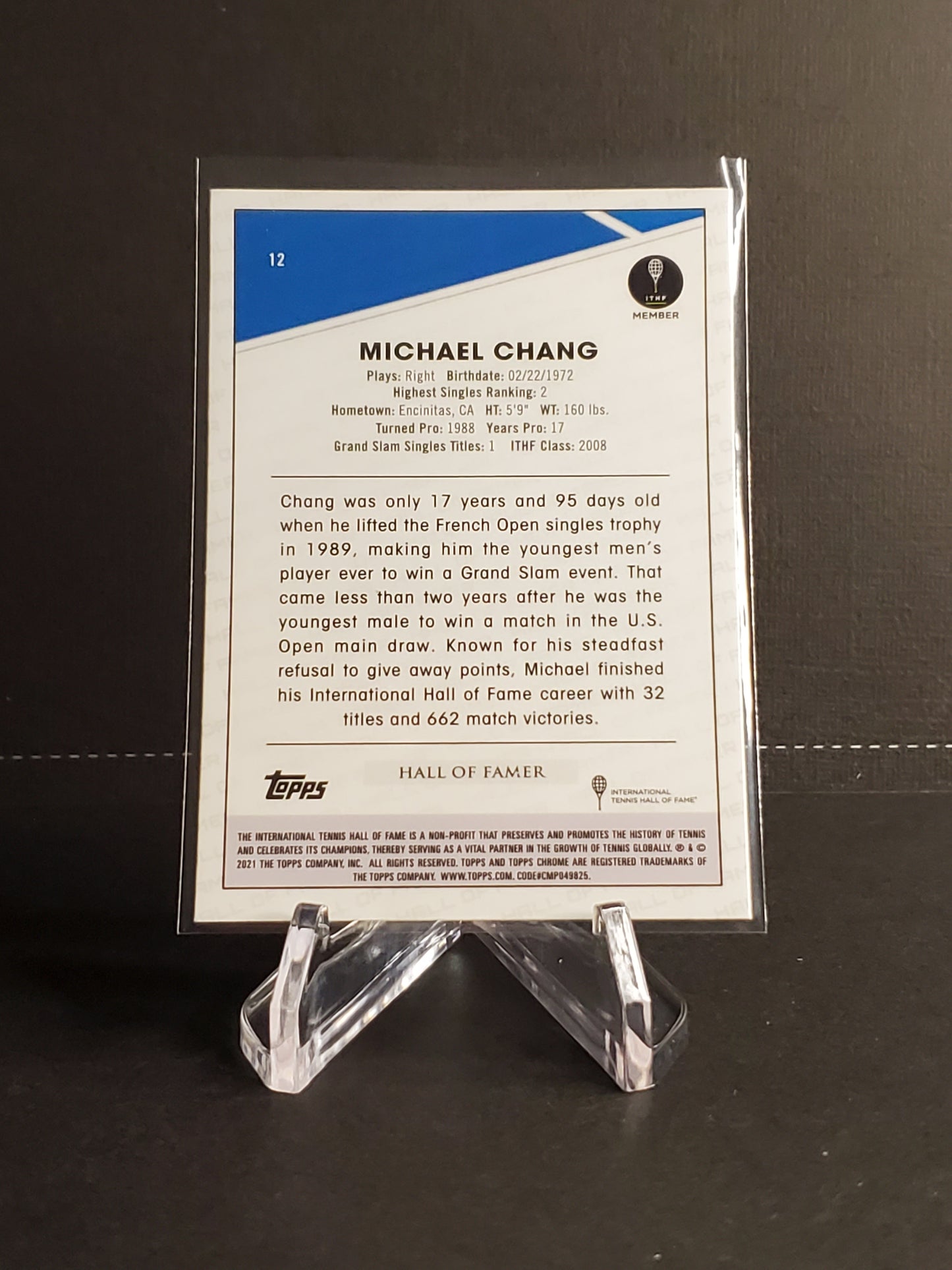 Michael Chang 2021 Topps Chrome Tennis Gold Refractor #12