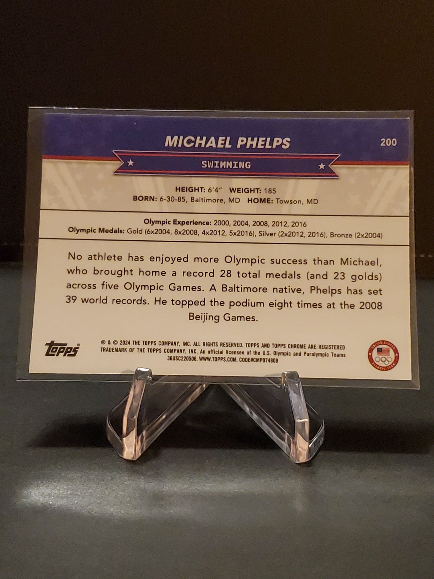 Michael Phelps 2024 Topps Chrome US Olympic and Paraolympic Hopefuls #200