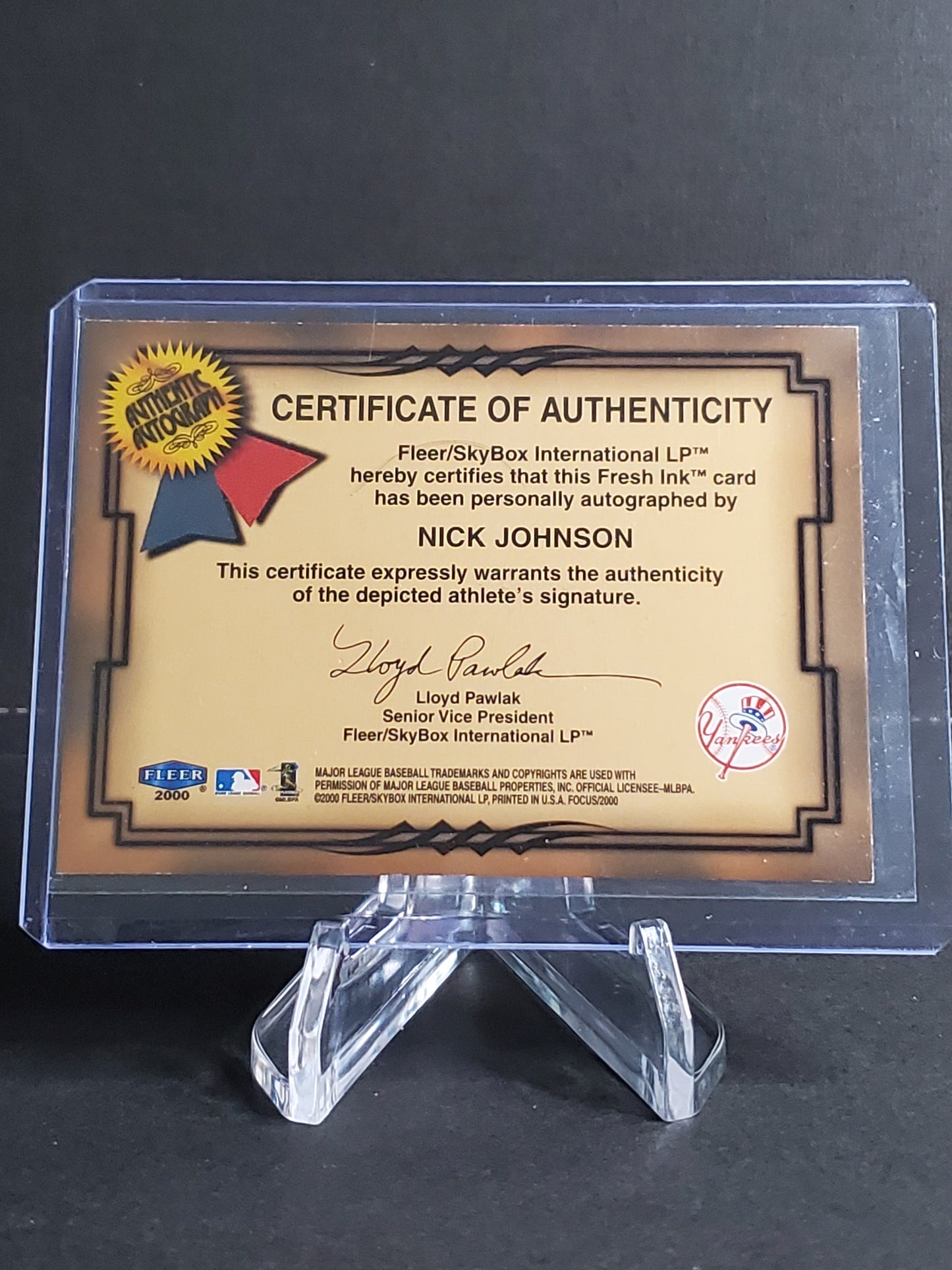 Nick Johnson 2000 Fleer Focus Fresh Ink AUTO
