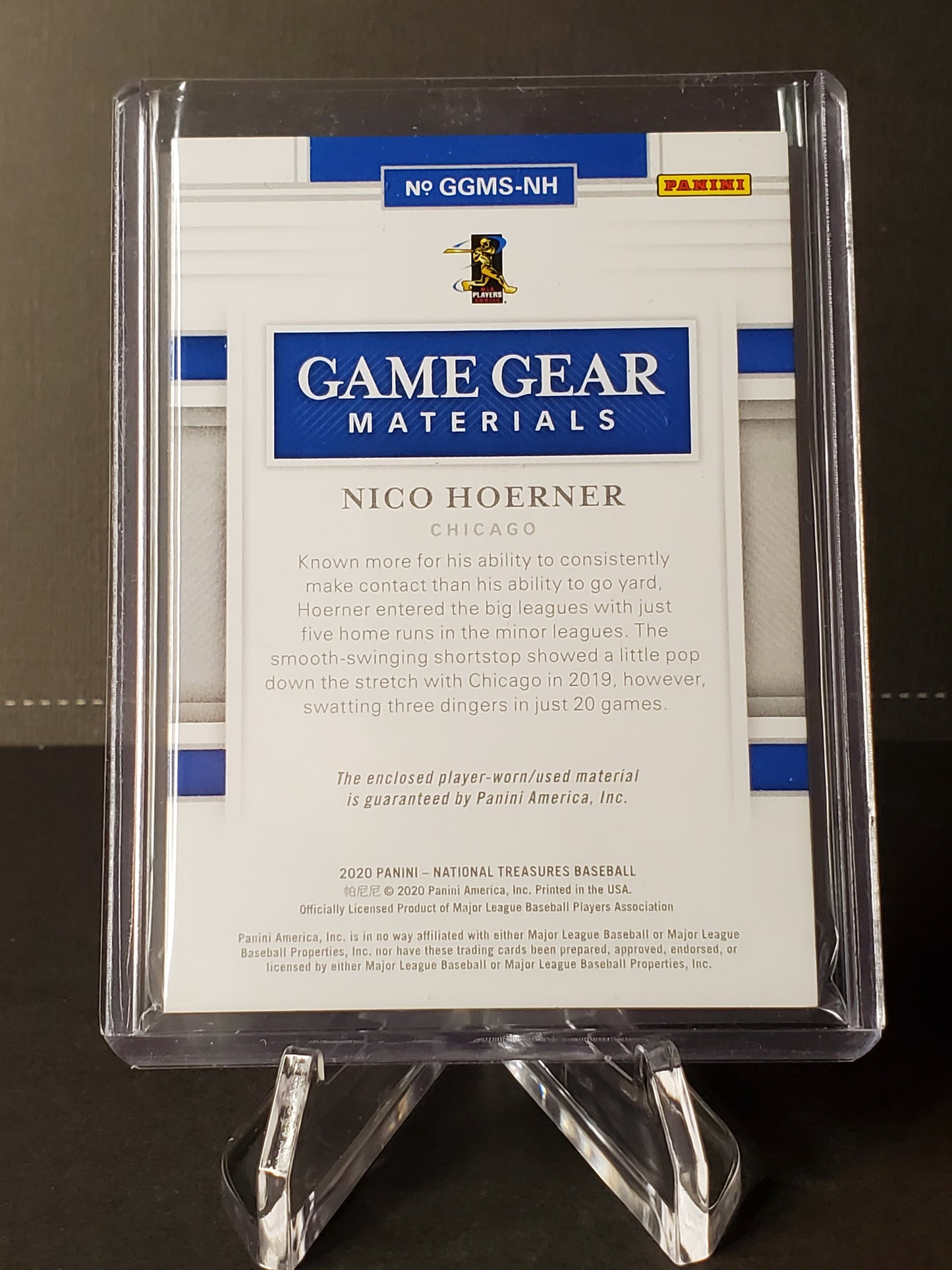 Nico Hoerner 2020 Panini National Treasures 8-piece Game Gear Relic, #GGMS-NH, /25