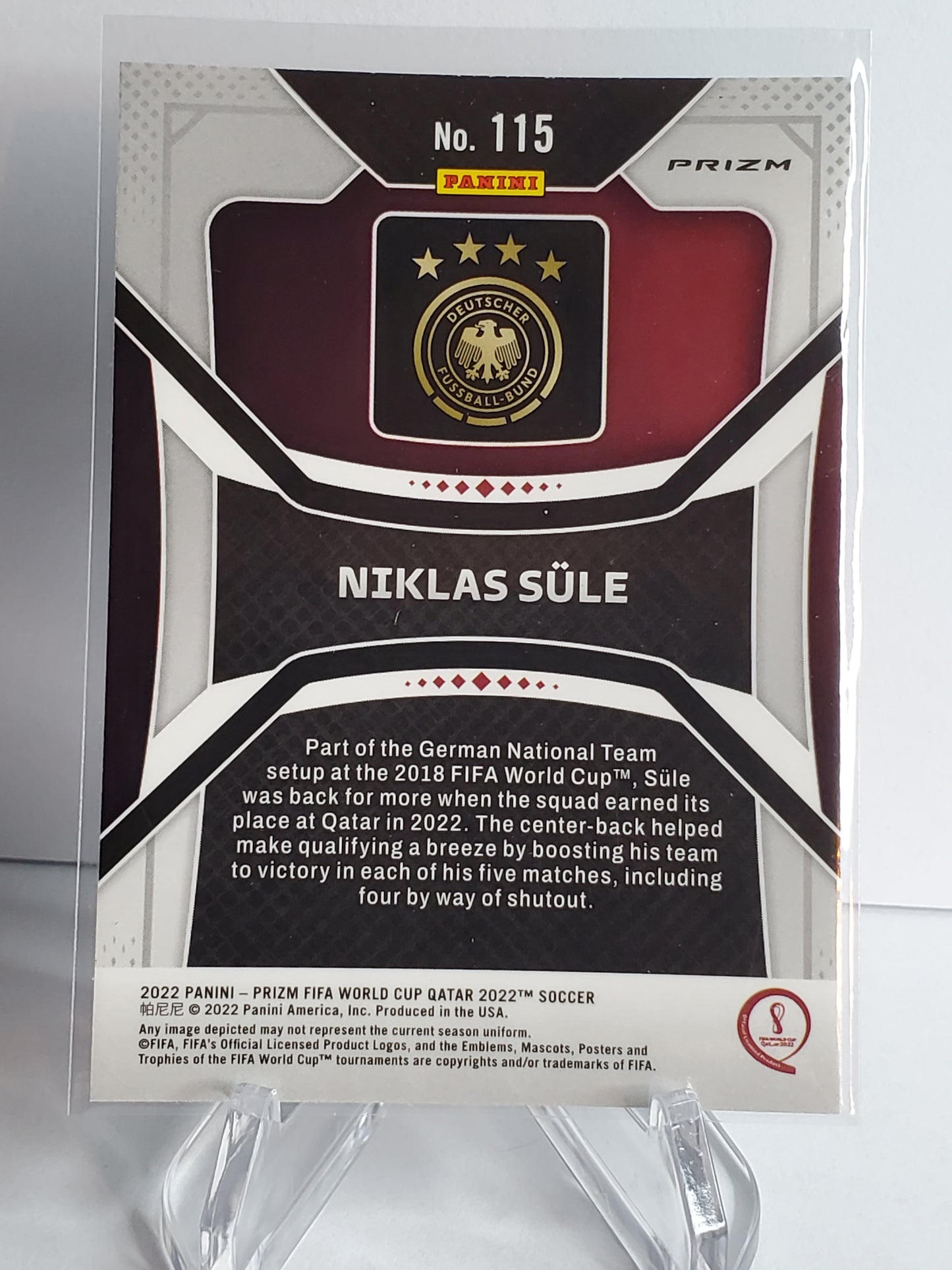Niklas Sule 2022 Panini Prizm World Cup Qatar Green Wave Prizm #115