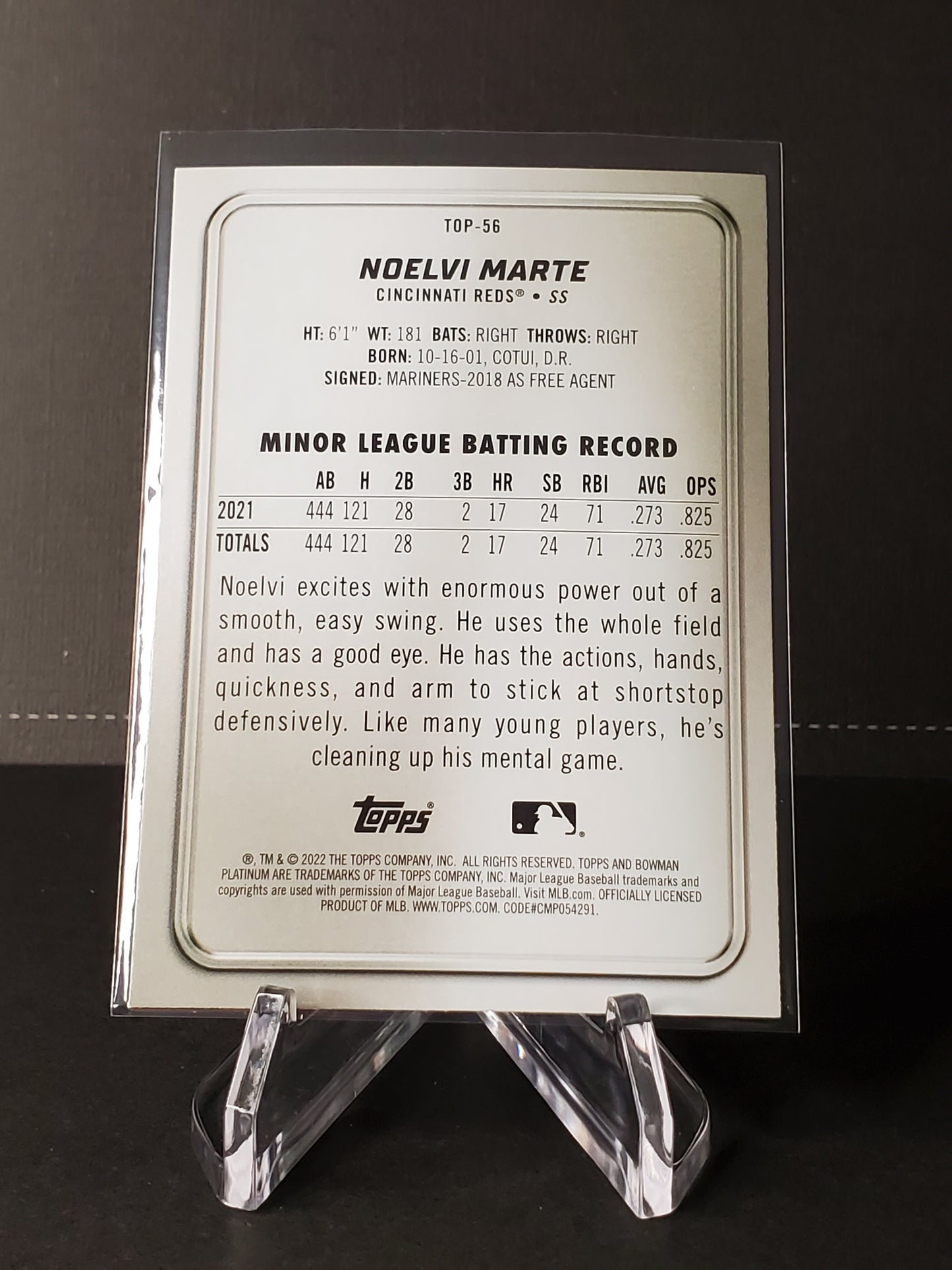 Noelvi Marte 2022 Bowman Platinum Top Prospects #TOP-56