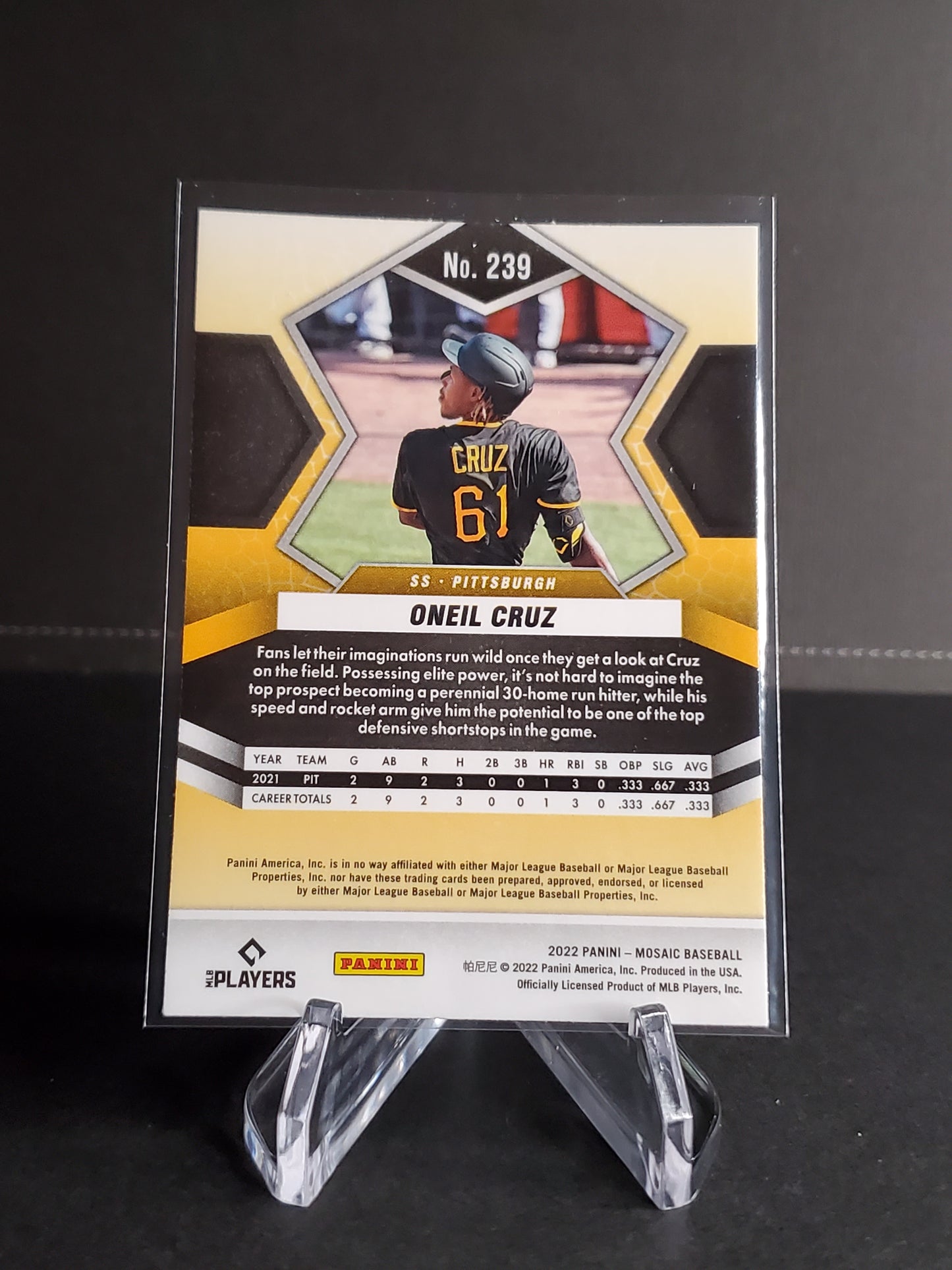 Oneil Cruz 2022 Panini Mosaic RC #239