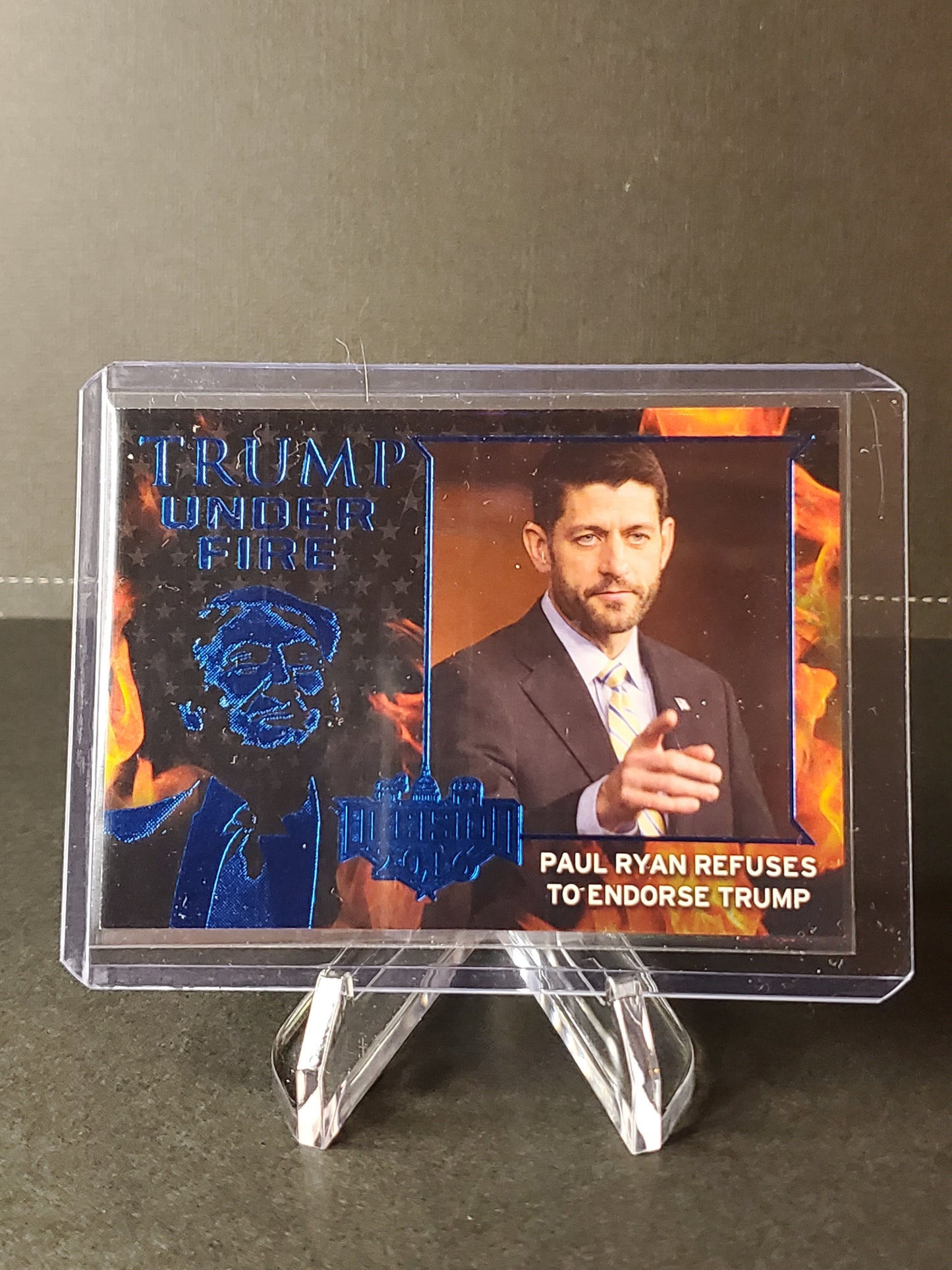 Paul Ryan Refuses to Endorse Trump 2016 Leaf Decision Trump Under Fire Blue VERY RARE #TUF31