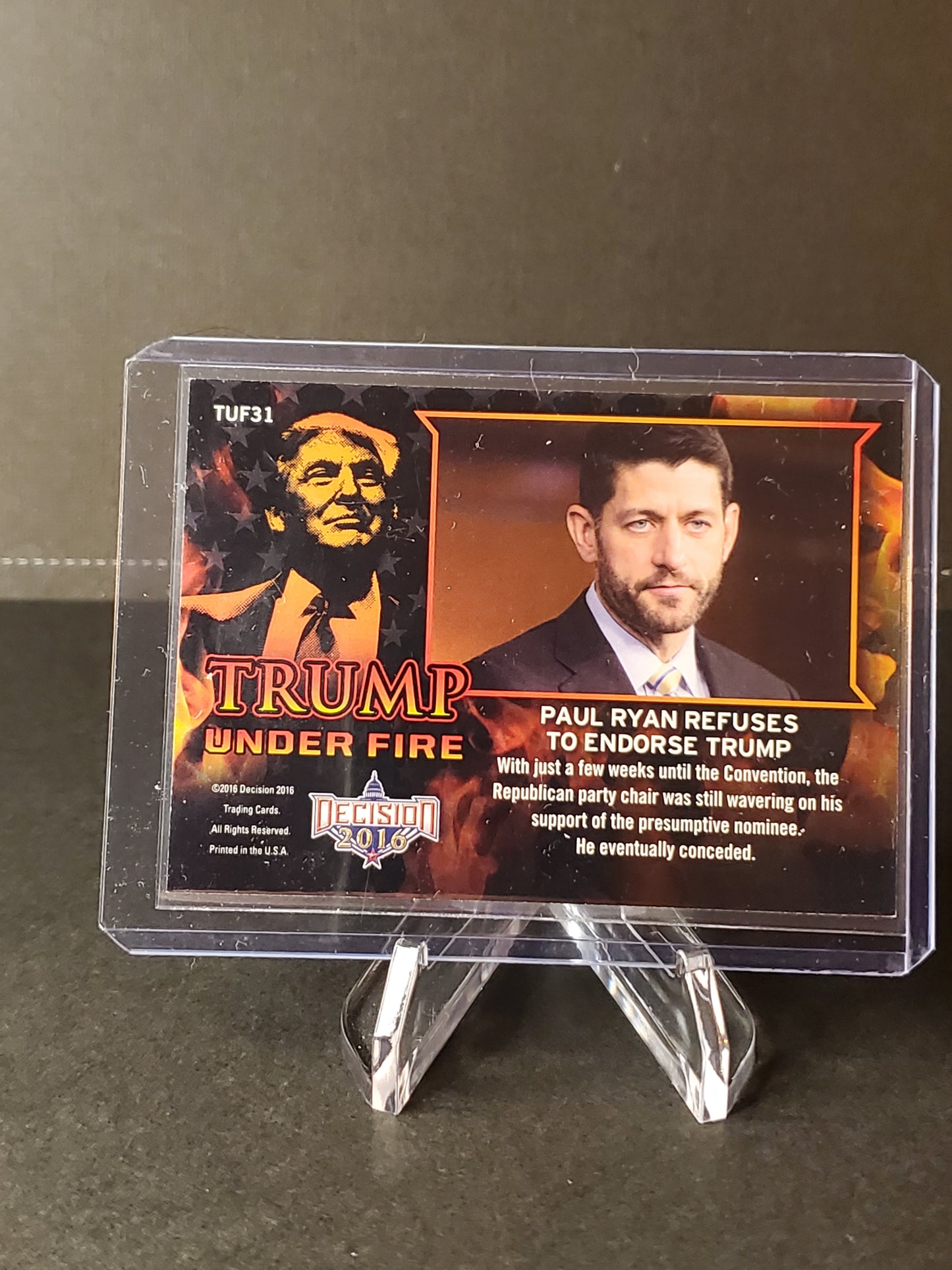 Paul Ryan Refuses to Endorse Trump 2016 Leaf Decision Trump Under Fire Blue VERY RARE #TUF31