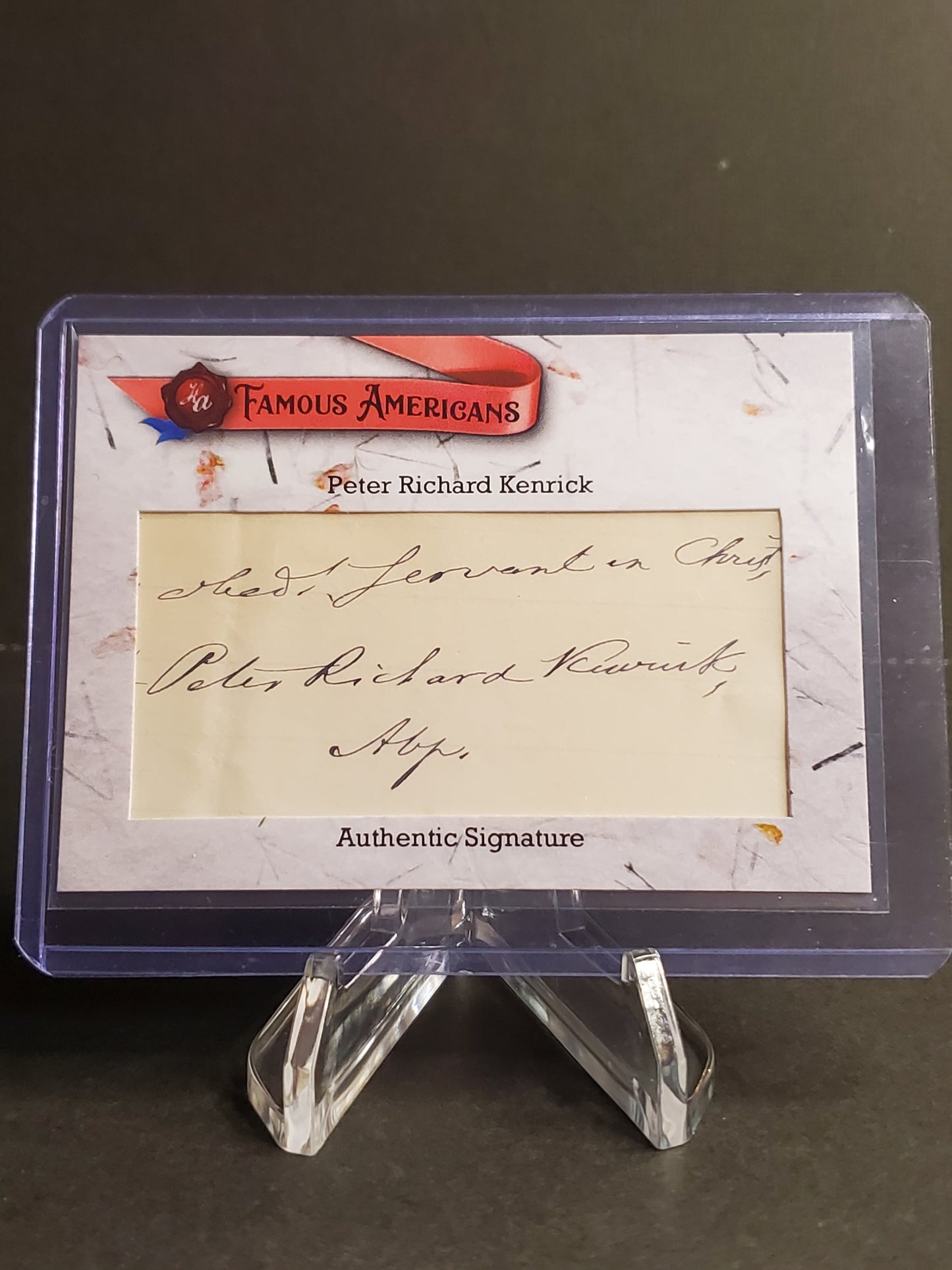 PETER RICHARD KENRICK AUTHENTIC SIGNATURE 2021 FAMOUS AMERICANS HISTORIC AUTO