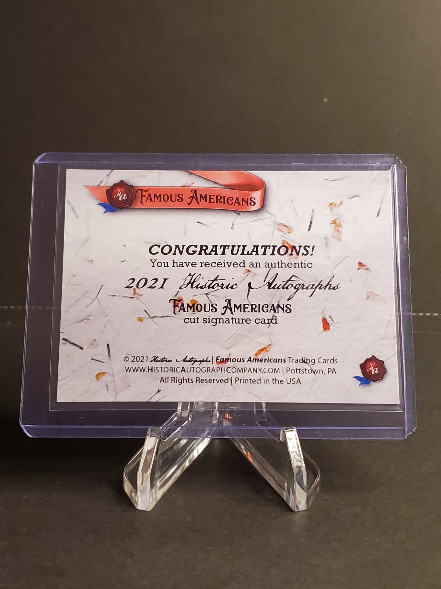 PETER RICHARD KENRICK AUTHENTIC SIGNATURE 2021 FAMOUS AMERICANS HISTORIC AUTO
